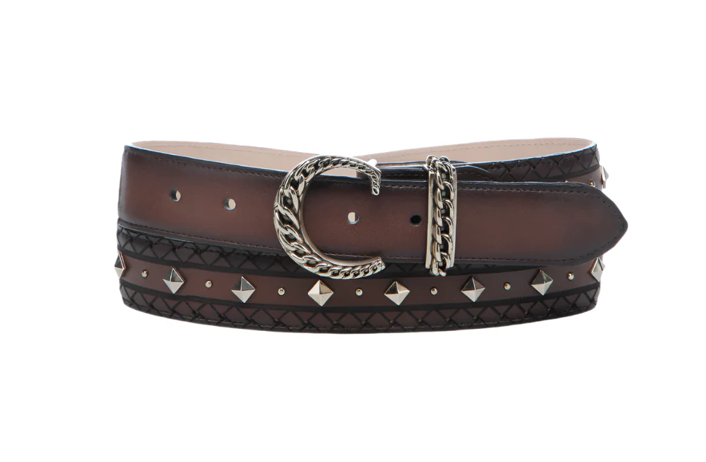 Cuadra BC396 LD Chocolate Laser & Studs Belt