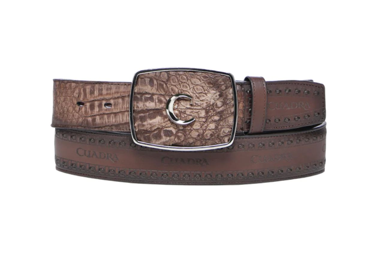 Cuadra BC422 MN Honey & Brown Caiman Laser & Woven Belt