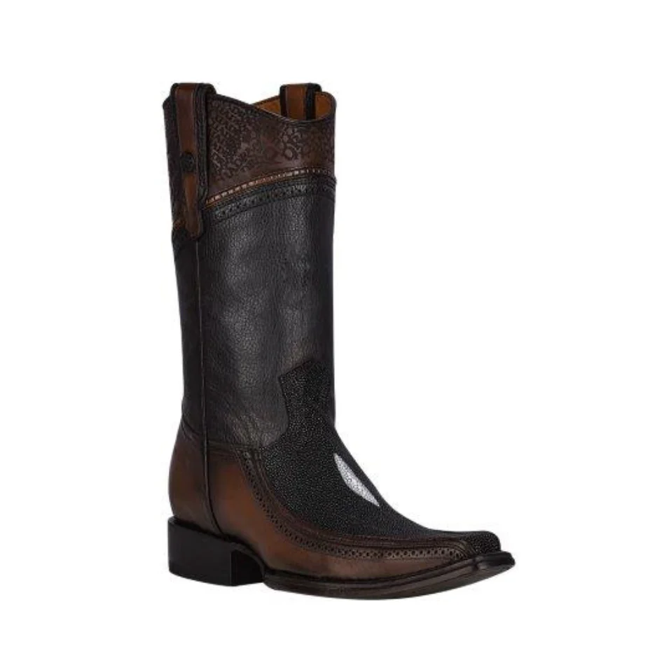 Cuadra CU628 MN Black Stingray Laser Narrow Square Toe