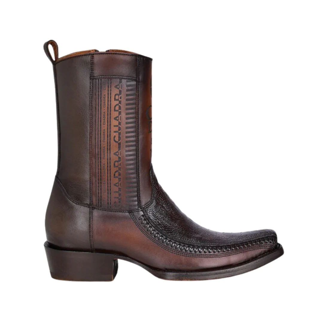 Cuadra CU631 MN Brown Ostrich Leg Laser & Woven Narrow Square Toe - Image 2