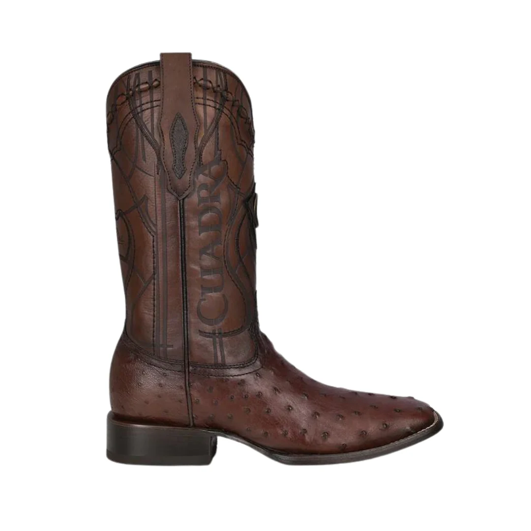 Cuadra CU677 MN Flame Brown Ostrich Laser & Embroidery Square Toe - Image 2