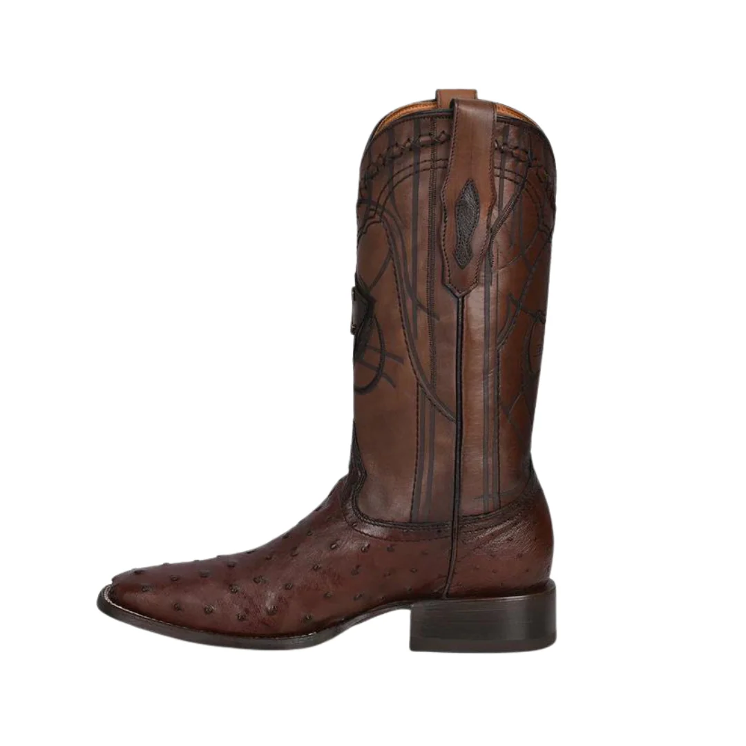 Cuadra CU677 MN Flame Brown Ostrich Laser & Embroidery Square Toe - Image 4