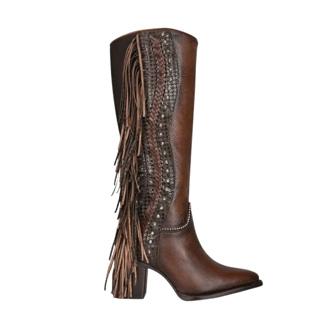 Cuadra CU695 LD Brown Studs & Fringe Pointed Toe - Image 2