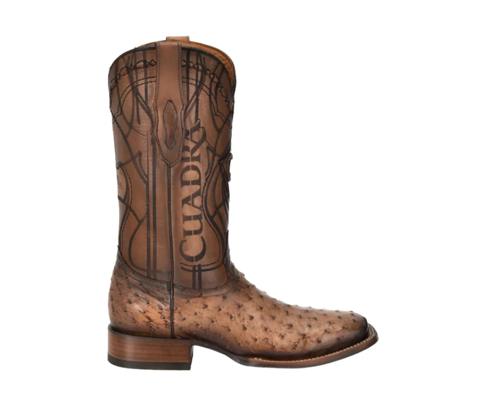 Cuadra CU744 MN Lugano Brown Ostrich Embroidery & Laser & Woven Square Toe - Image 2