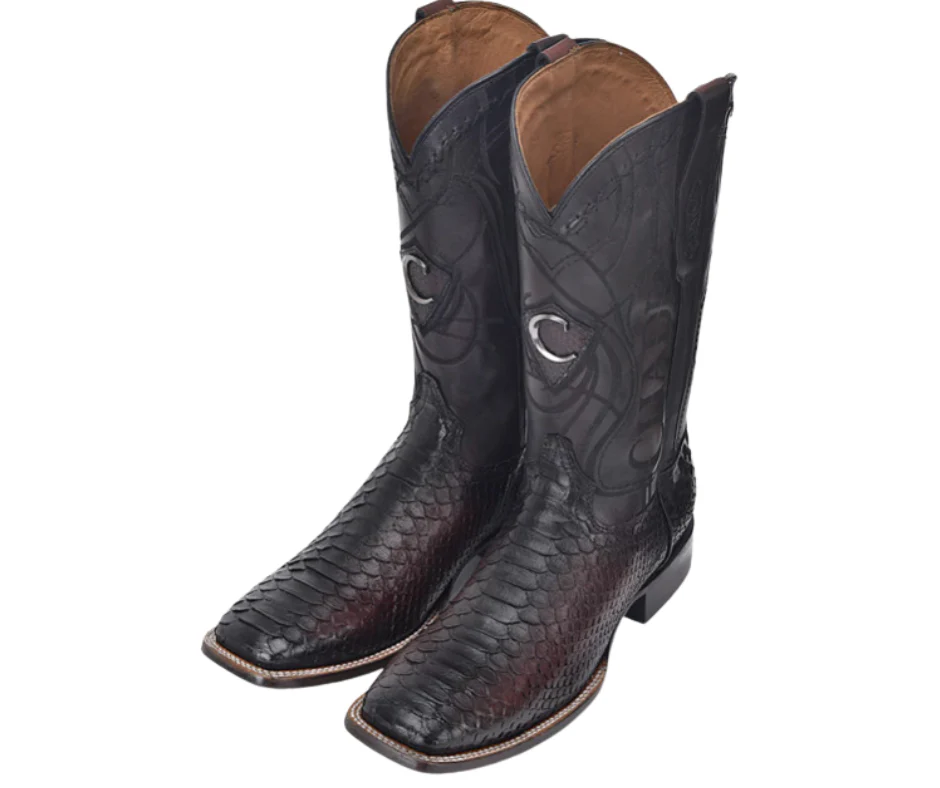 Cuadra CU746 MN Lisboa Cherry Python Embroidery & Laser & Woven Square Toe - Image 2