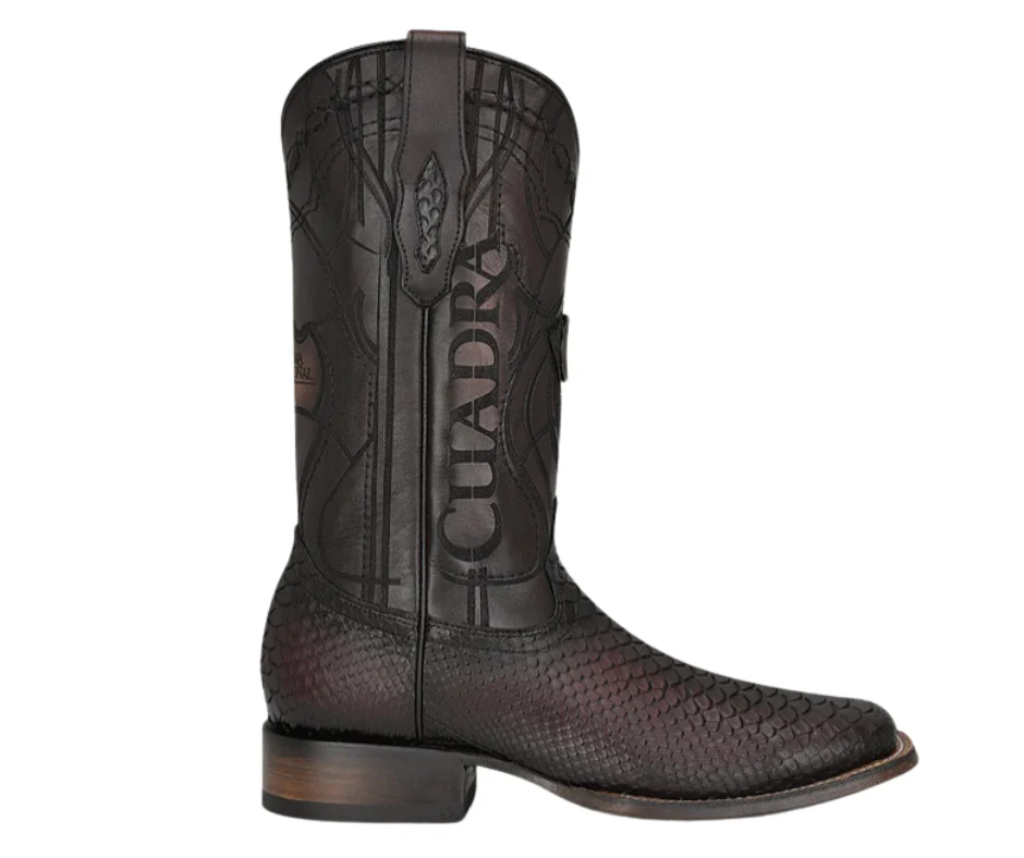 Cuadra CU746 MN Lisboa Cherry Python Embroidery & Laser & Woven Square Toe - Image 3