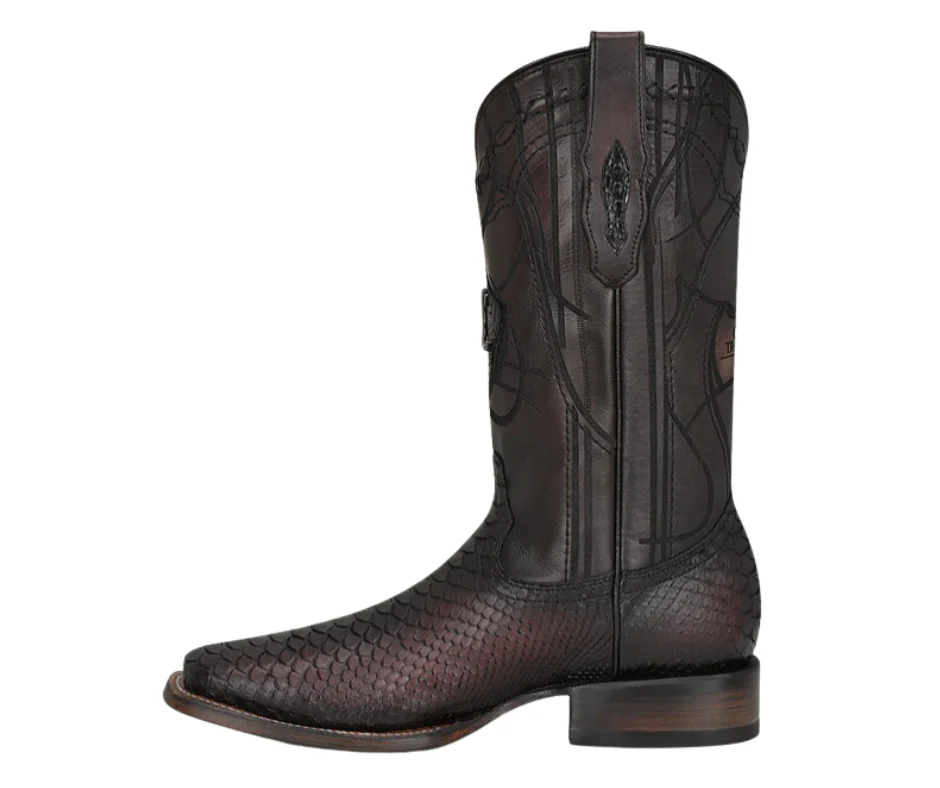Cuadra CU746 MN Lisboa Cherry Python Embroidery & Laser & Woven Square Toe - Image 4