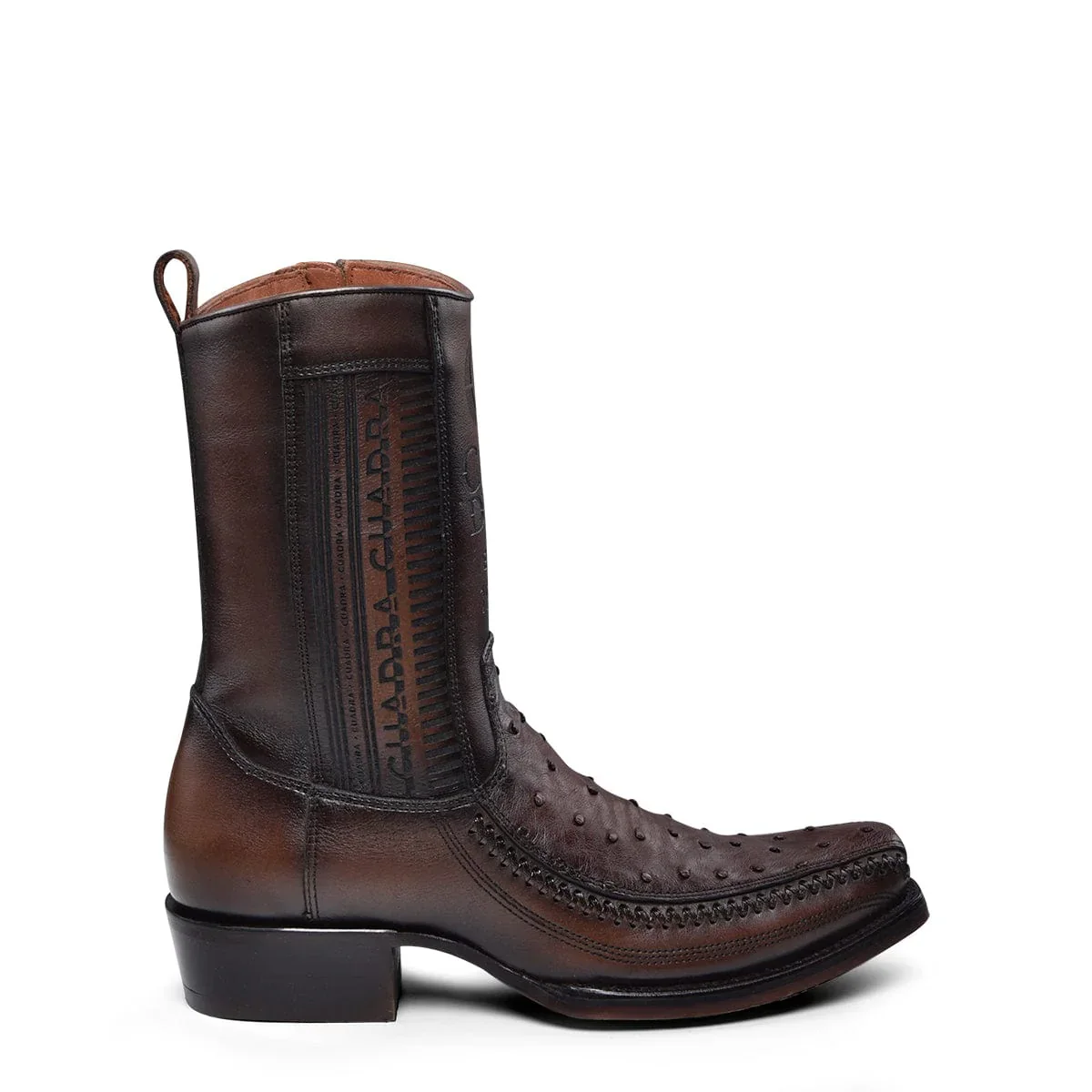 Cuadra CU803 MN Flame Chocolate Ostrich Laser & Woven Narrow Square Toe - Image 2