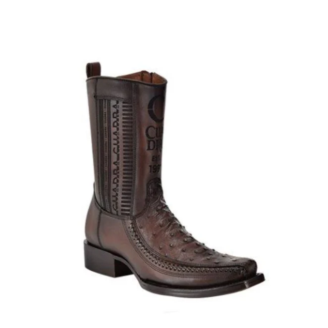 Cuadra CU850 MN Almond Ostrich Laser & Zipper Narrow Square Toe