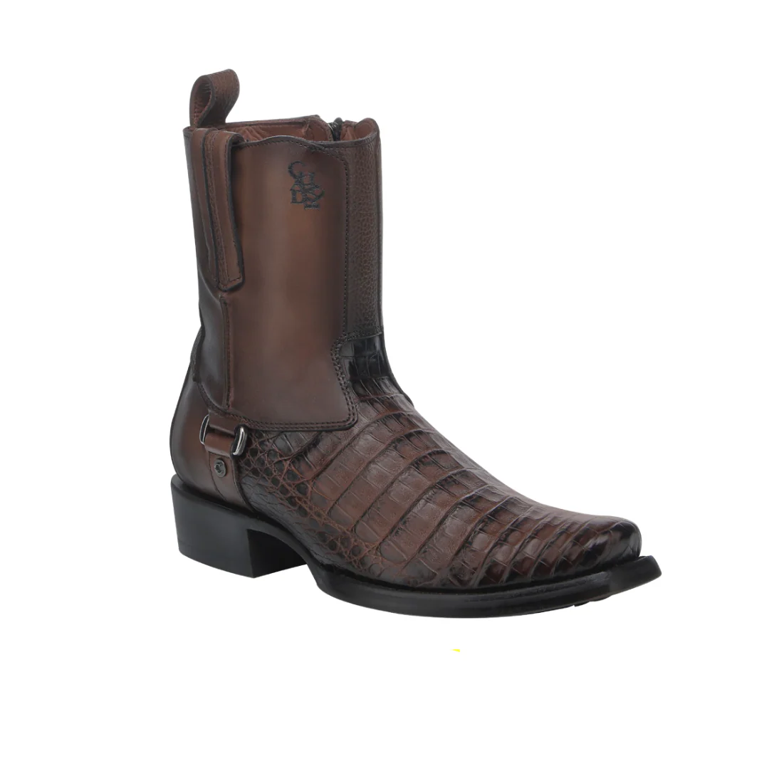 Cuadra CU936 MN Honey Caiman Laser & Zipper Narrow Square Toe