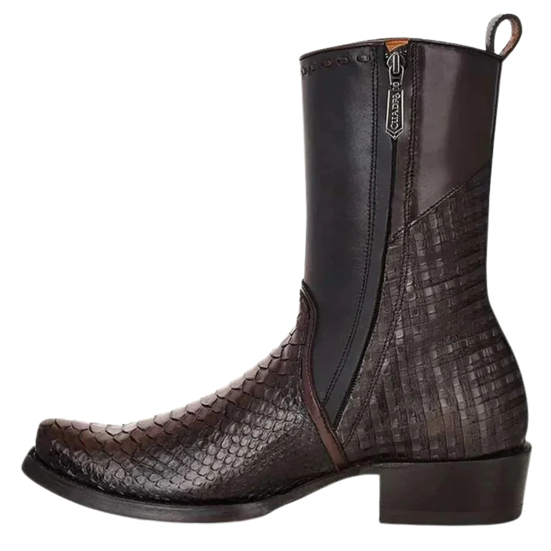 Cuadra CU557 MN Lisboa Black Python Laser & Woven and Zipper Narrow Square Toe - Image 3