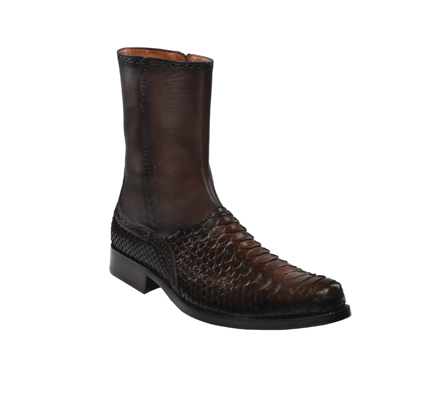 Cuadra FC818 MN Brown Python R Zipper Round Toe