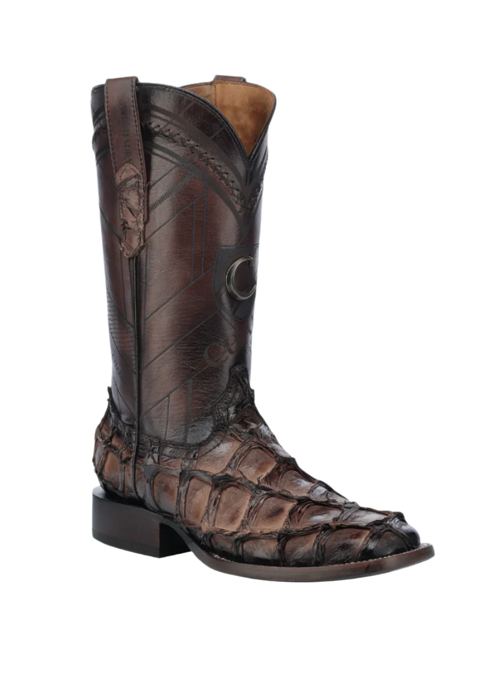 Cuadra CU788 MN Chocolate Glazed Fish Pirarucu Laser & Woven Square Toe