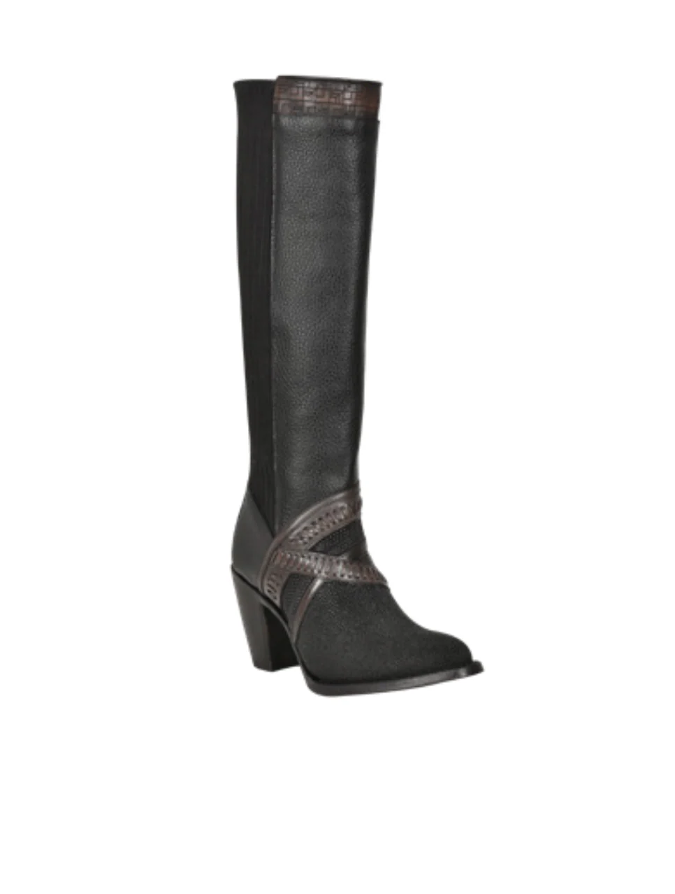 Cuadra CU725 LD Black Stingray Laser & Woven & Zipper Round Toe