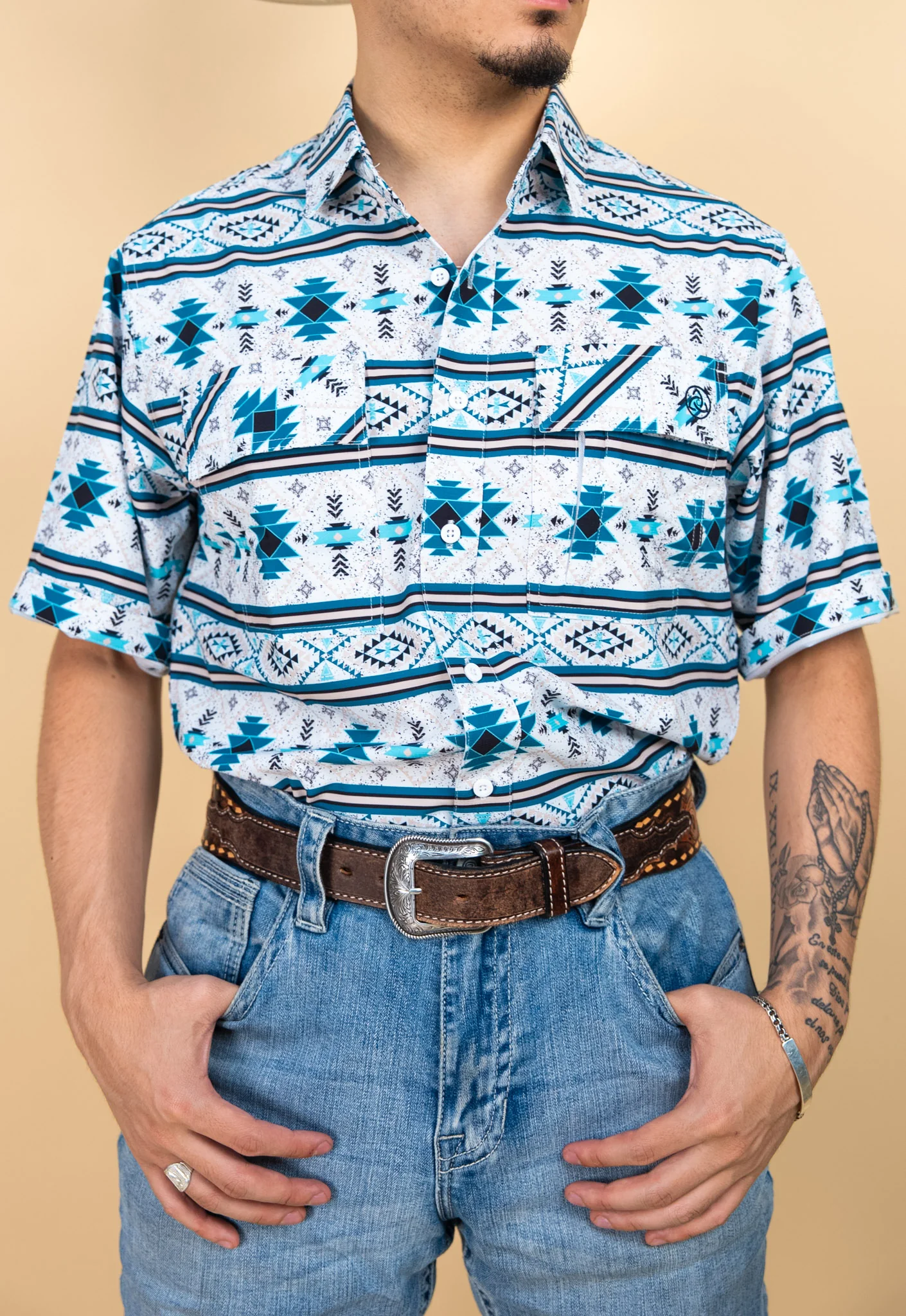 Cuero Line Short Sleeve Mark Button-Up - Image 2