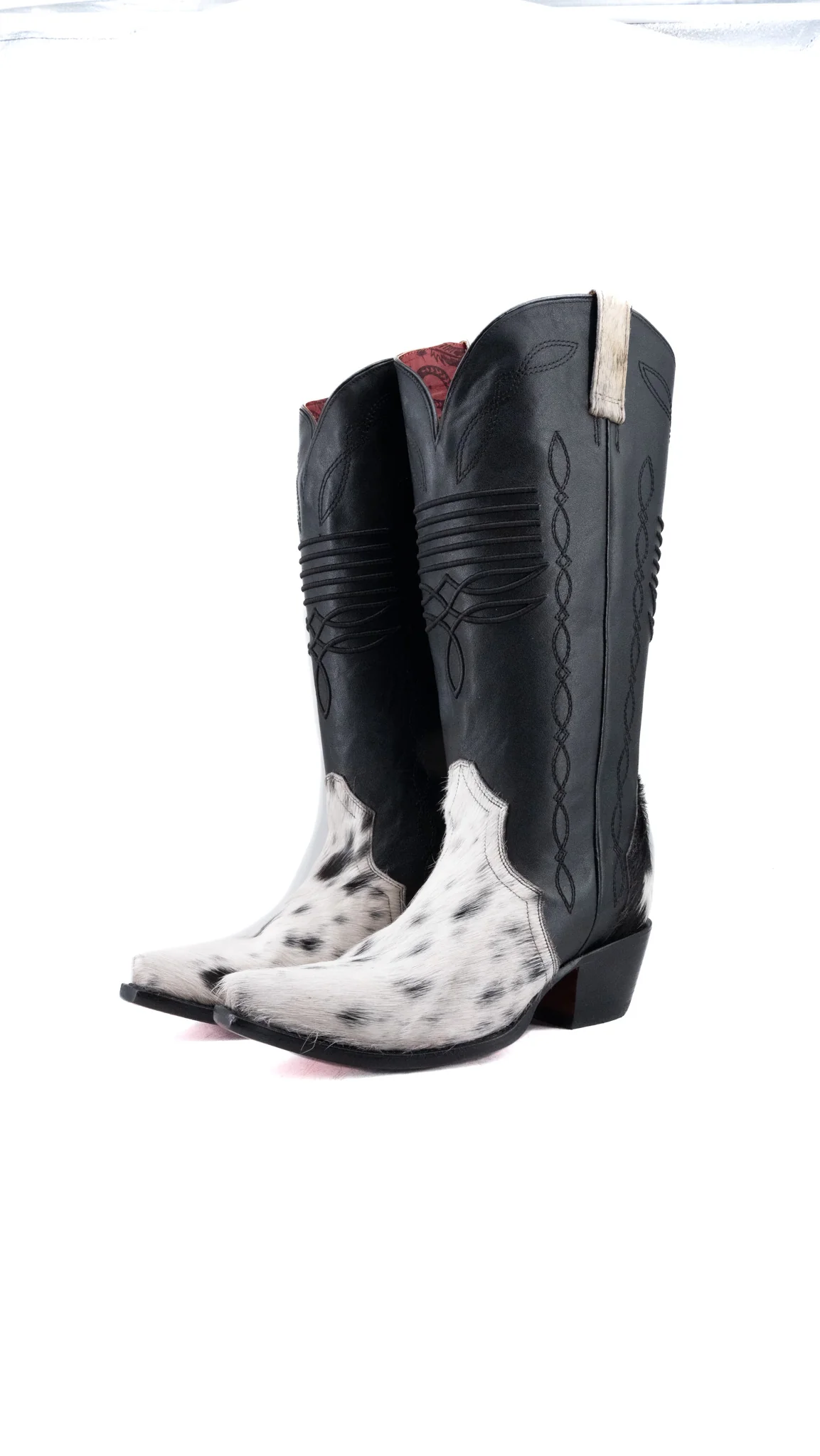 Dalia Midi Cowhide Red Bottom Wide Calf Snip Toe Cowgirl Boot Size 10 Box CW63
