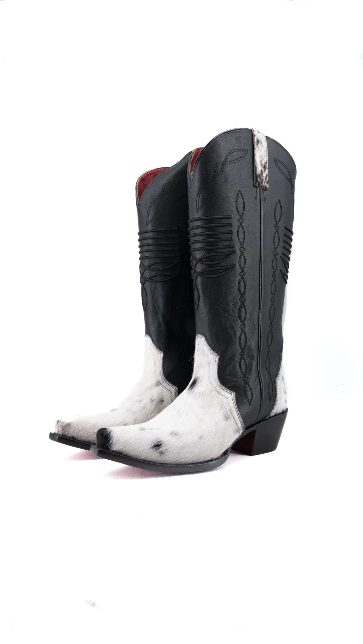 Dalia Midi Cowhide Red Bottom Wide Calf Snip Toe Cowgirl Boot Size 10 Box CW64