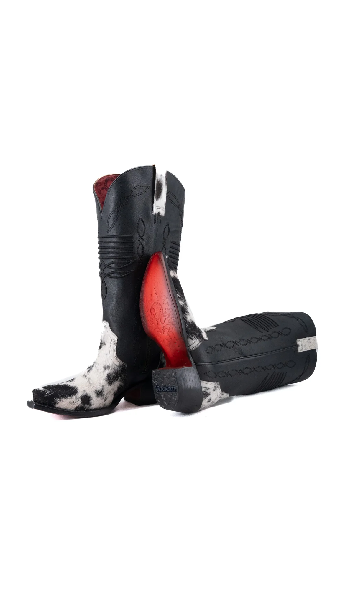 Dalia Midi Cowhide Red Bottom Wide Calf Snip Toe Cowgirl Boot Size 7 Box CW50 - Image 2
