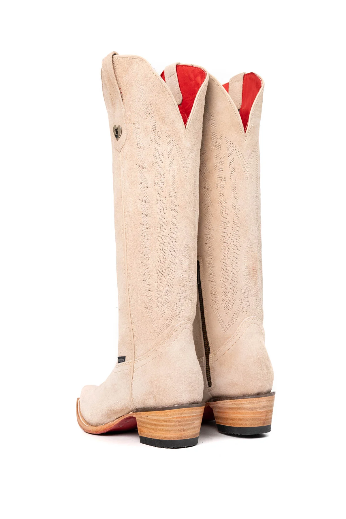 Eleanor Suede Tall Red Bottom Snip Toe Cowgirl Boot - Image 13