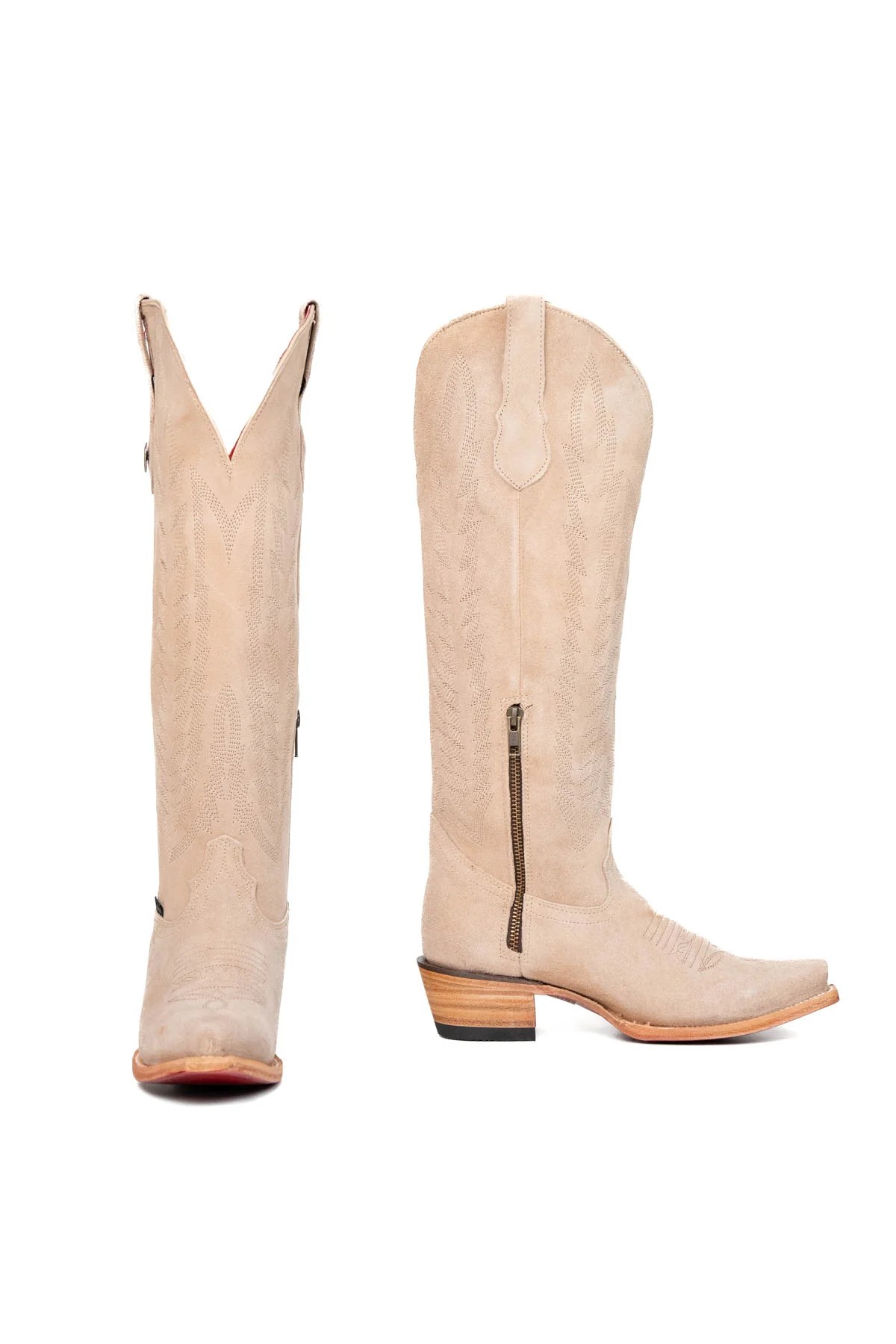 Eleanor Suede Tall Red Bottom Snip Toe Cowgirl Boot - Image 14