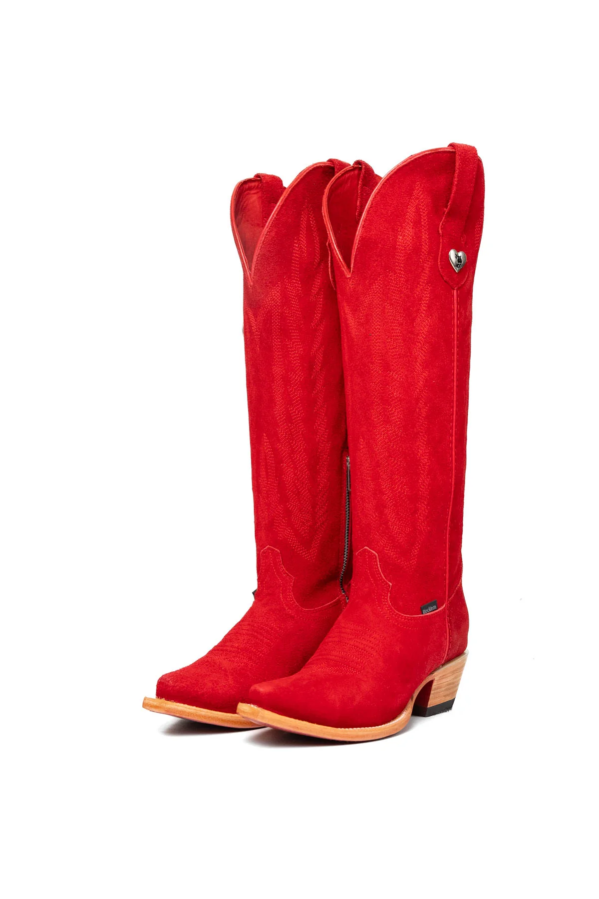Eleanor Suede Tall Red Bottom Snip Toe Cowgirl Boot - Image 17