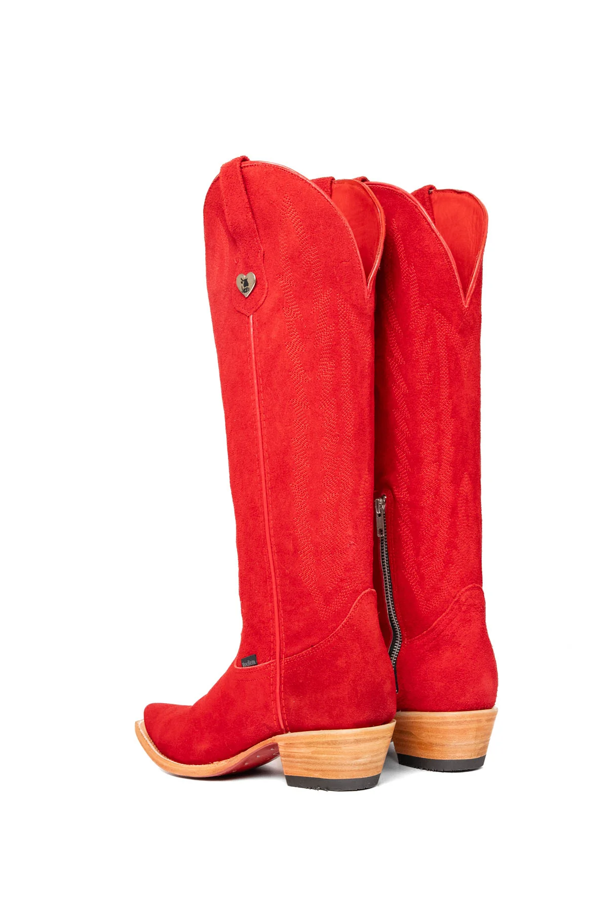 Eleanor Suede Tall Red Bottom Snip Toe Cowgirl Boot - Image 19