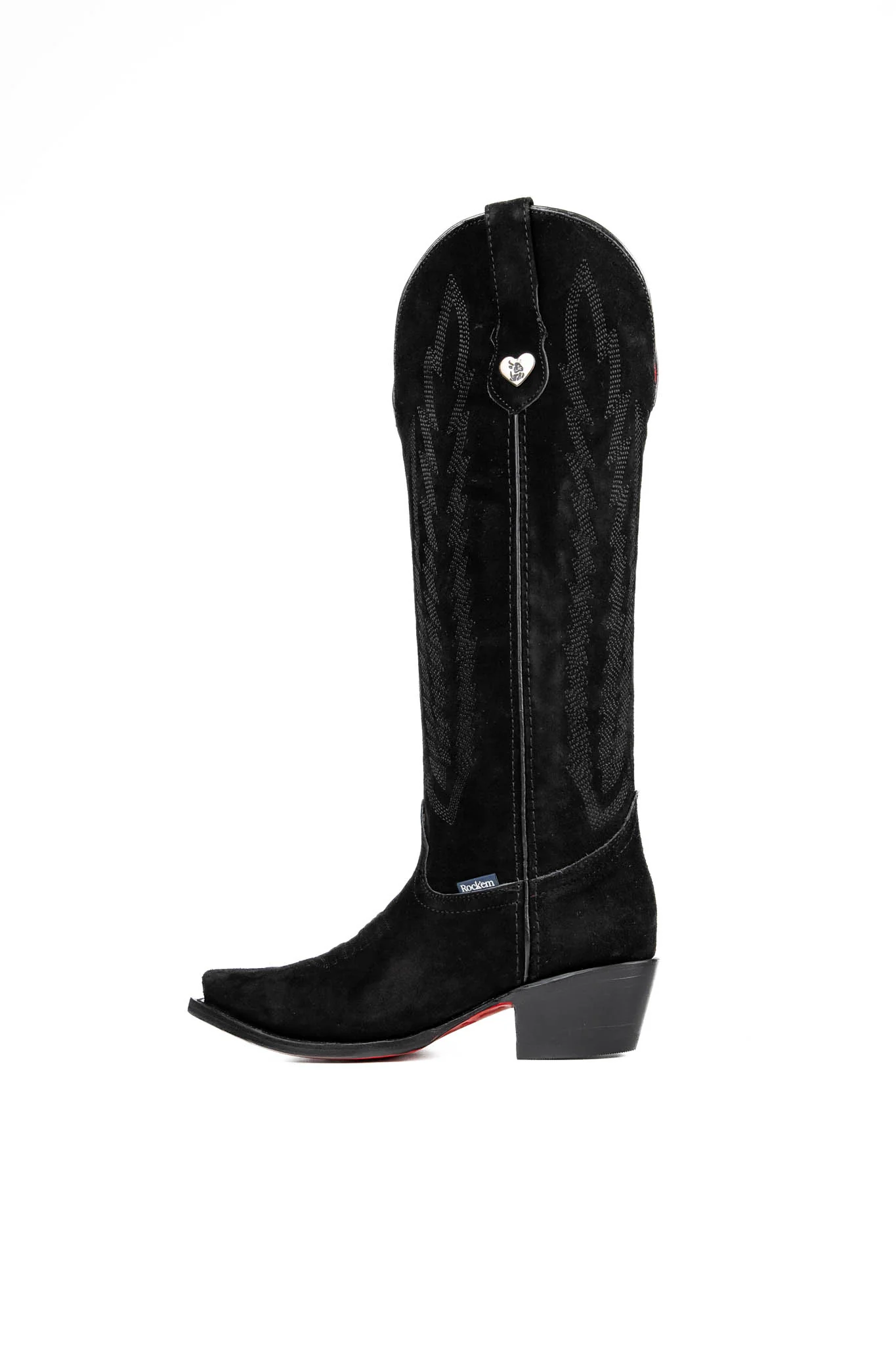 Eleanor Suede Tall Red Bottom Snip Toe Cowgirl Boot - Image 3