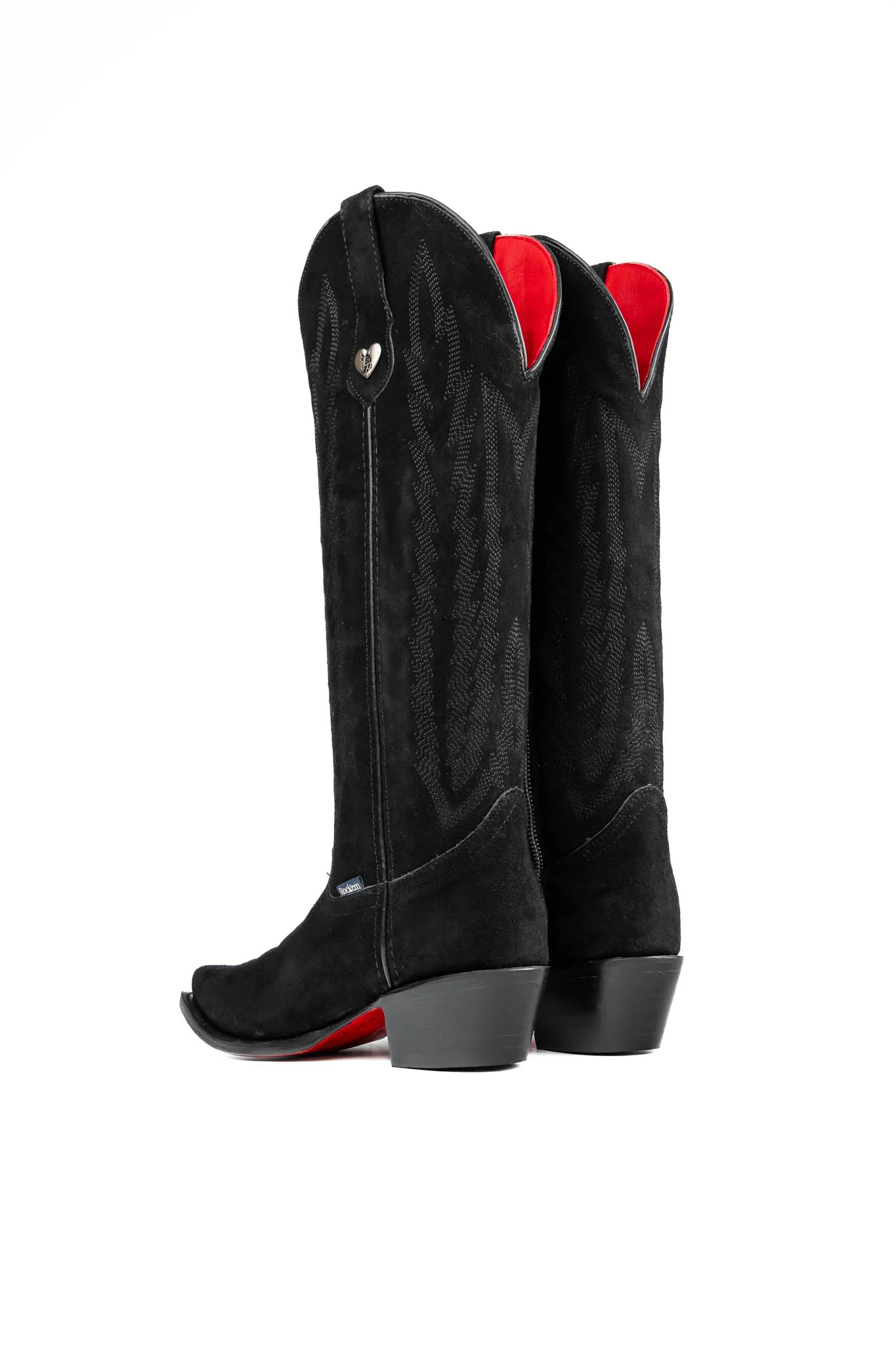 Eleanor Suede Tall Red Bottom Snip Toe Cowgirl Boot - Image 4