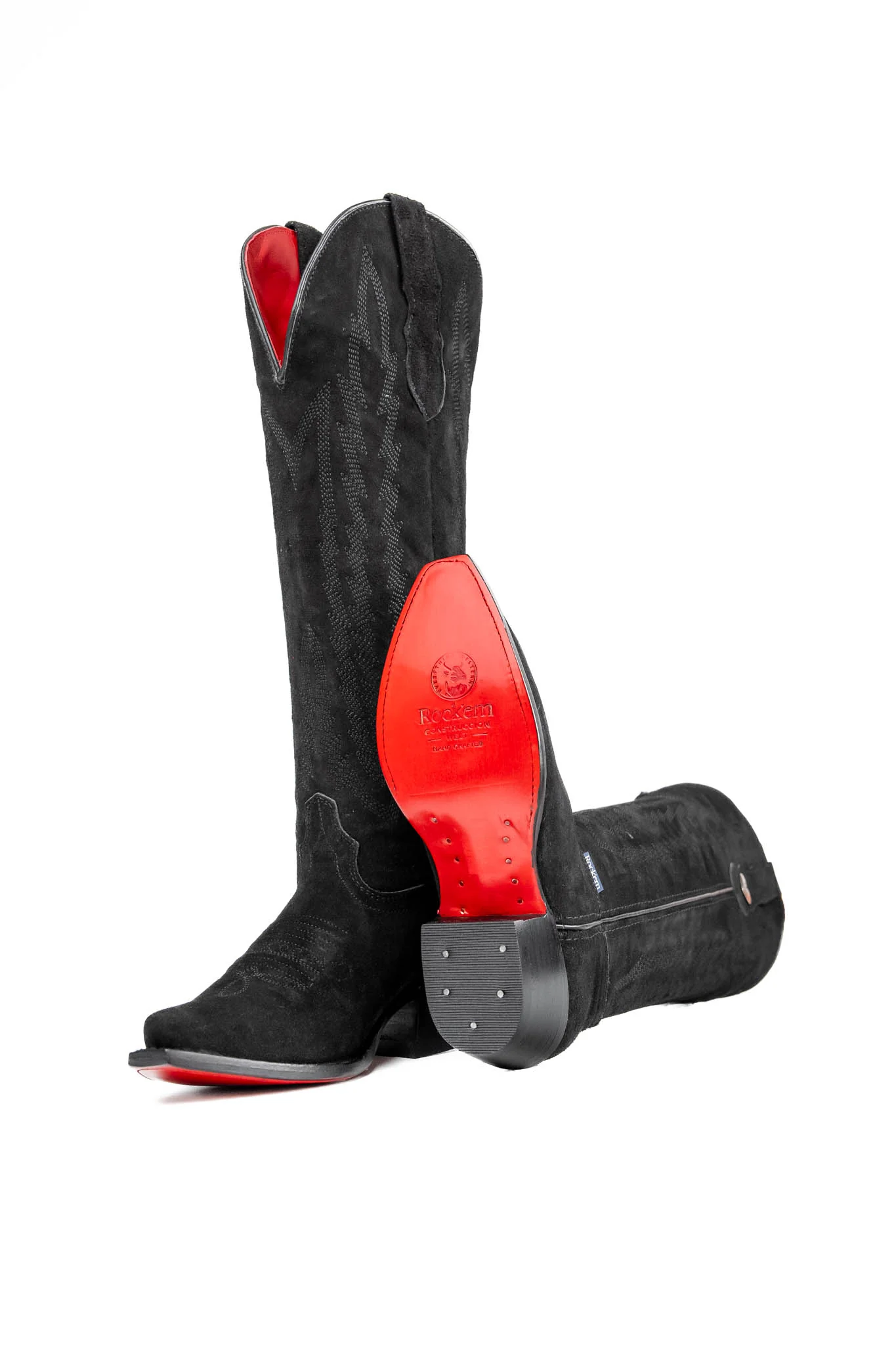 Eleanor Suede Tall Red Bottom Snip Toe Cowgirl Boot - Image 5