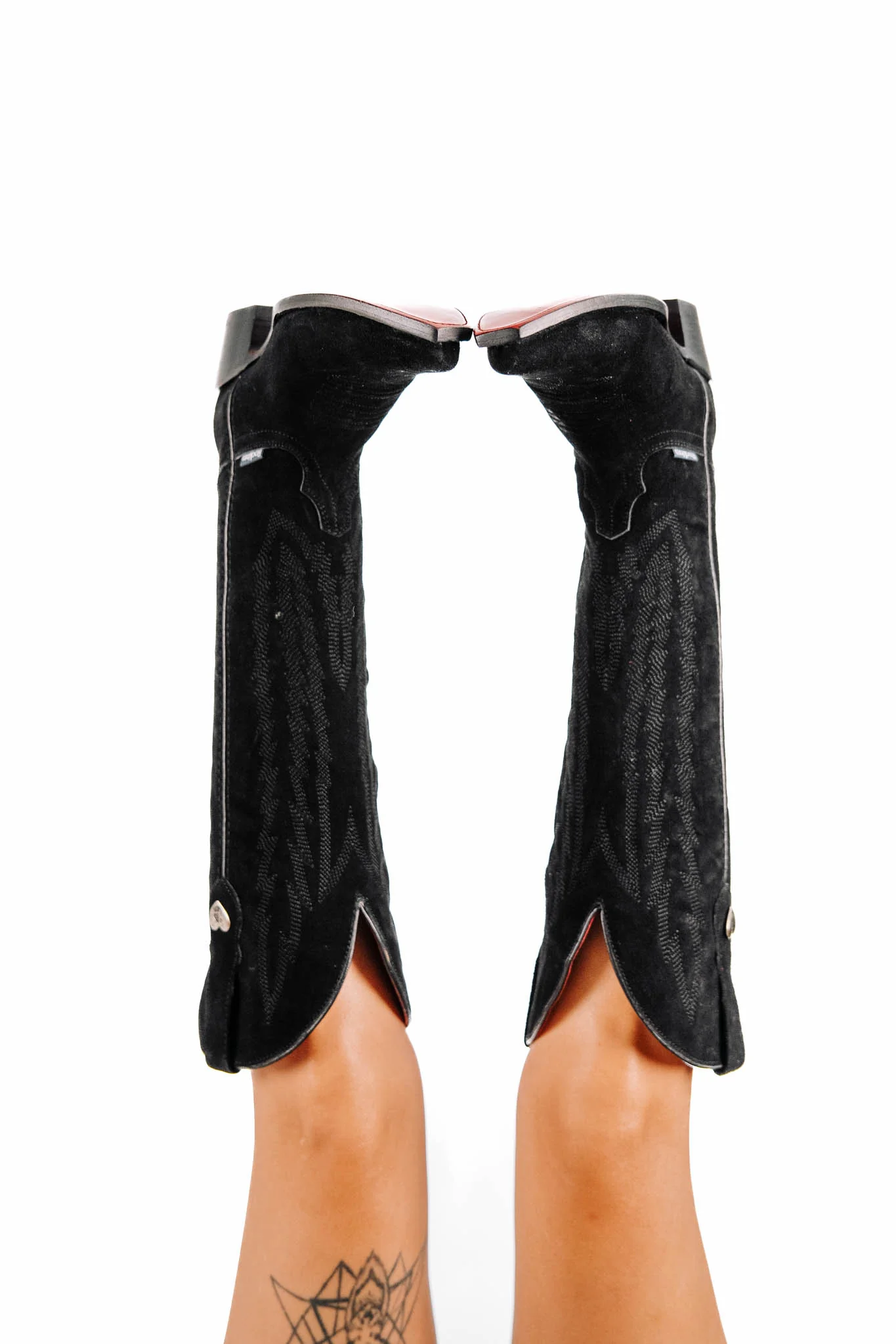 Eleanor Suede Tall Red Bottom Snip Toe Cowgirl Boot - Image 8