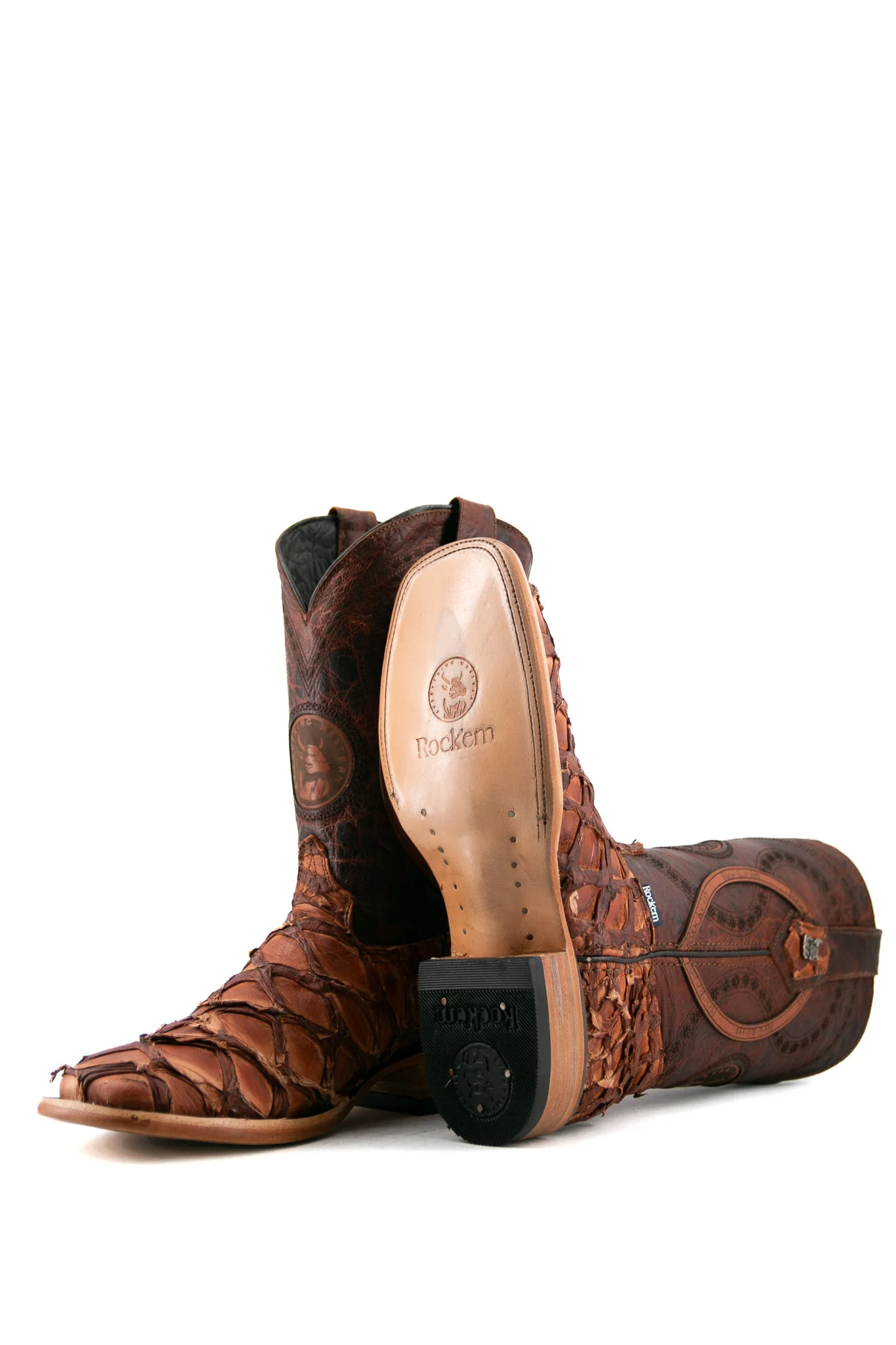 Exotic Fish Square Toe Cowboy Boot - Image 34