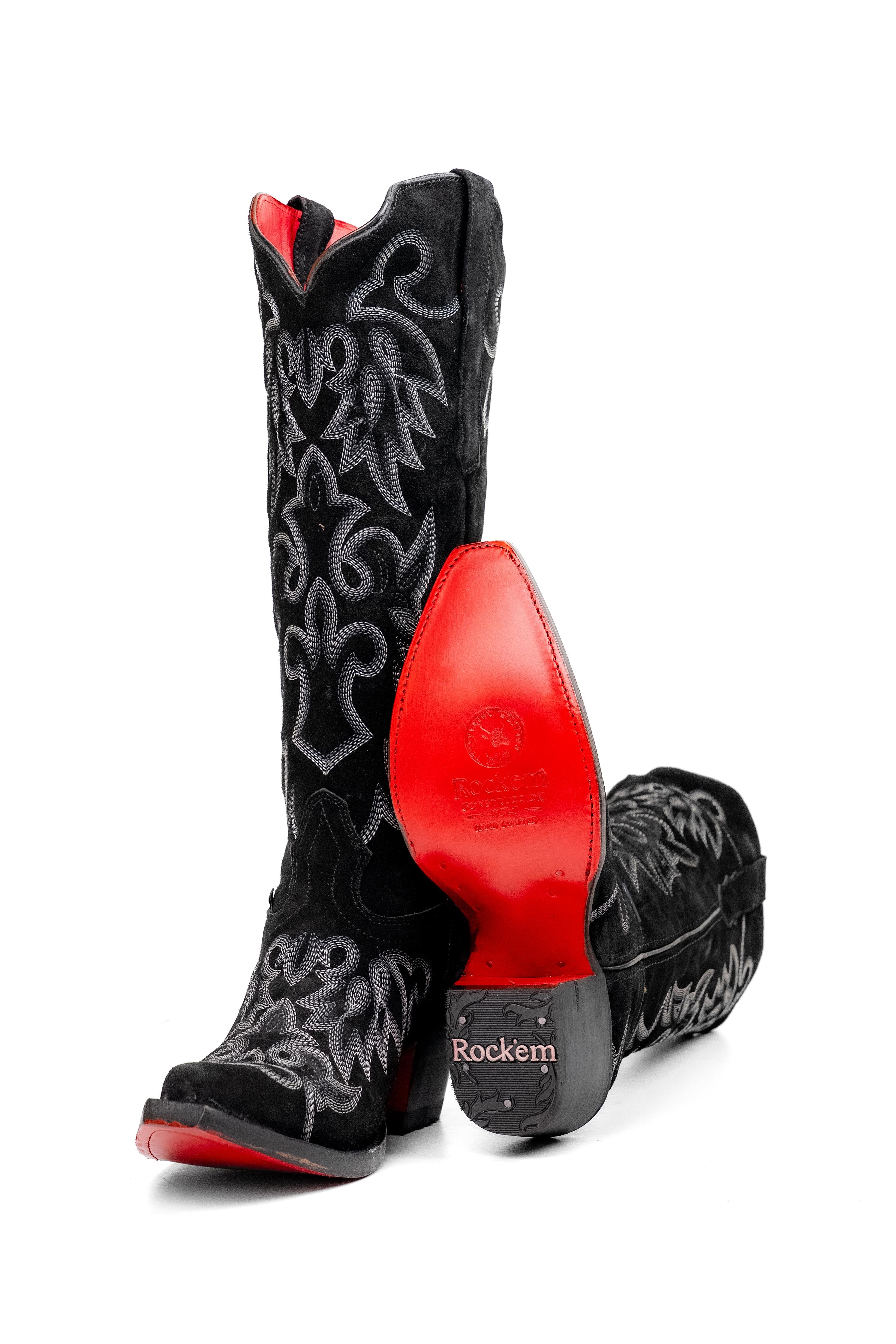 Fabiola Suede Tall Red Bottom Snip Toe Cowgirl Boot - Image 2