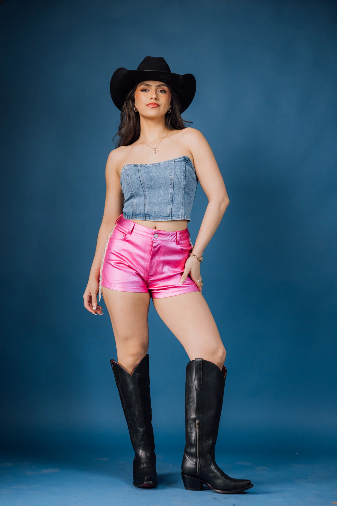 Festival Denim Stretchy Corset Top