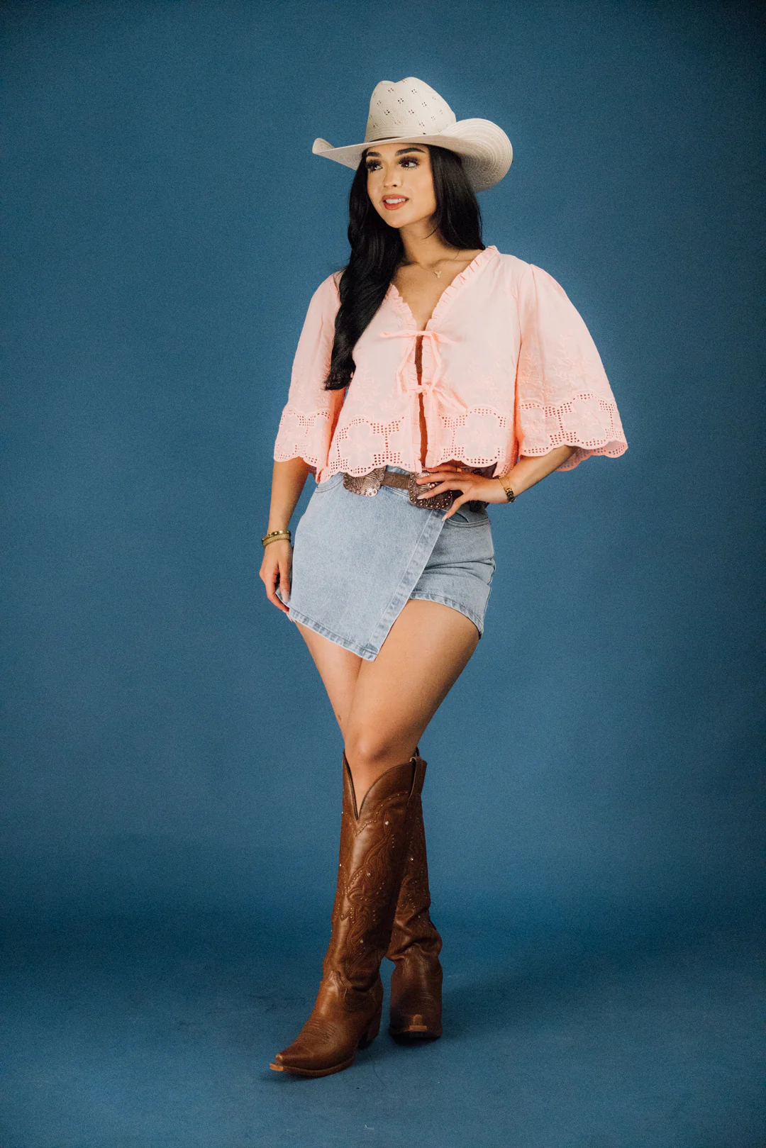 Embroidered Bloom Tie-Front Top - Image 3