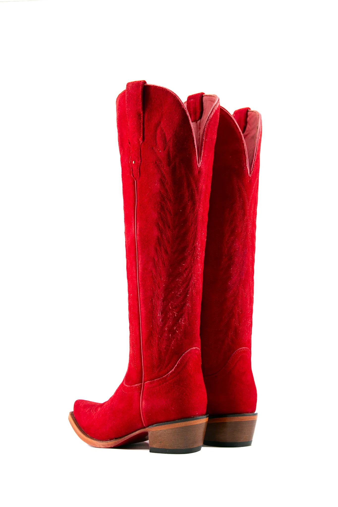 Georgina Suede Tall Red Bottom Snip Toe Cowgirl Boot - Image 3