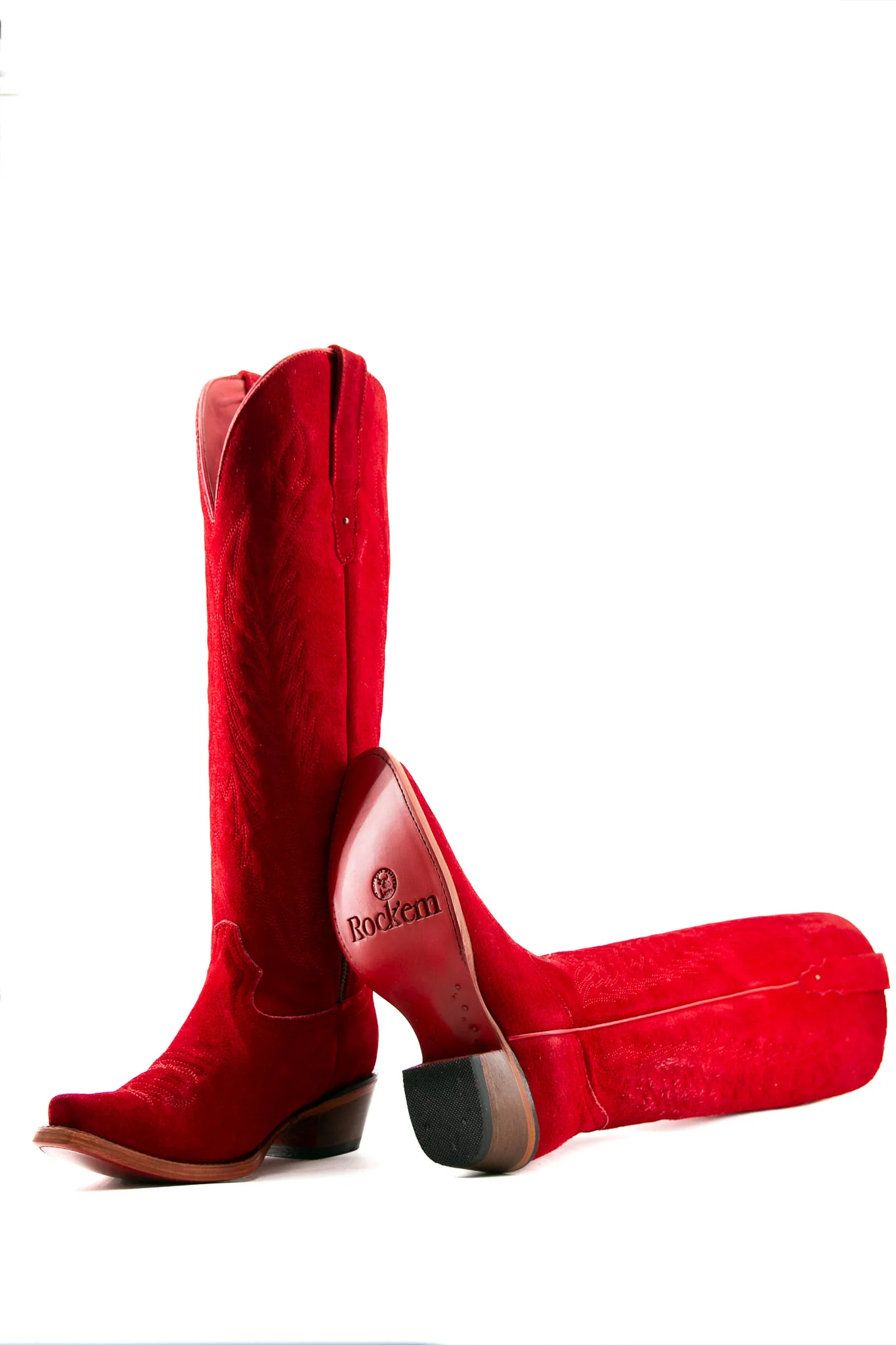 Georgina Suede Tall Red Bottom Snip Toe Cowgirl Boot - Image 4