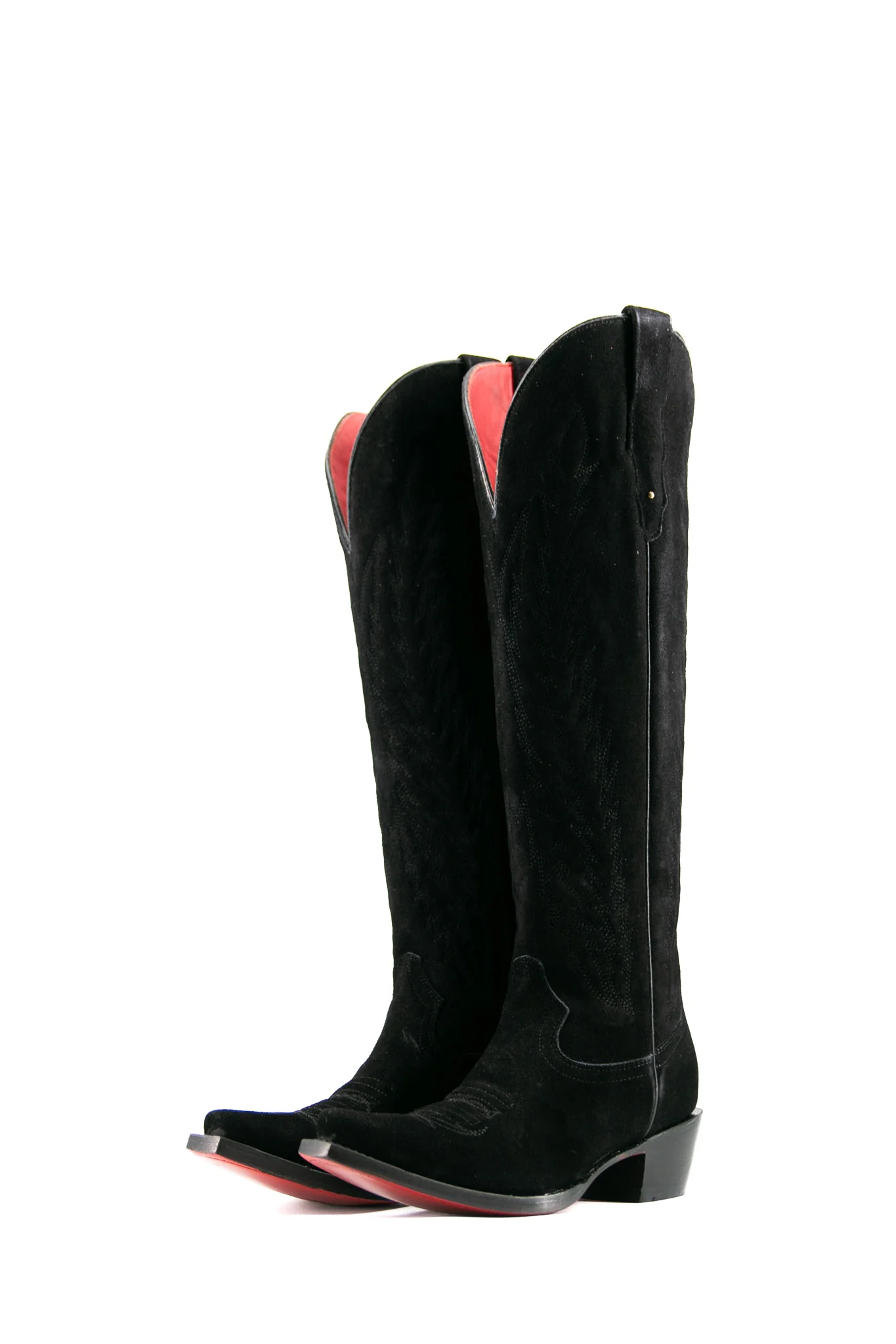 Georgina Suede Tall Red Bottom Snip Toe Cowgirl Boot - Image 6