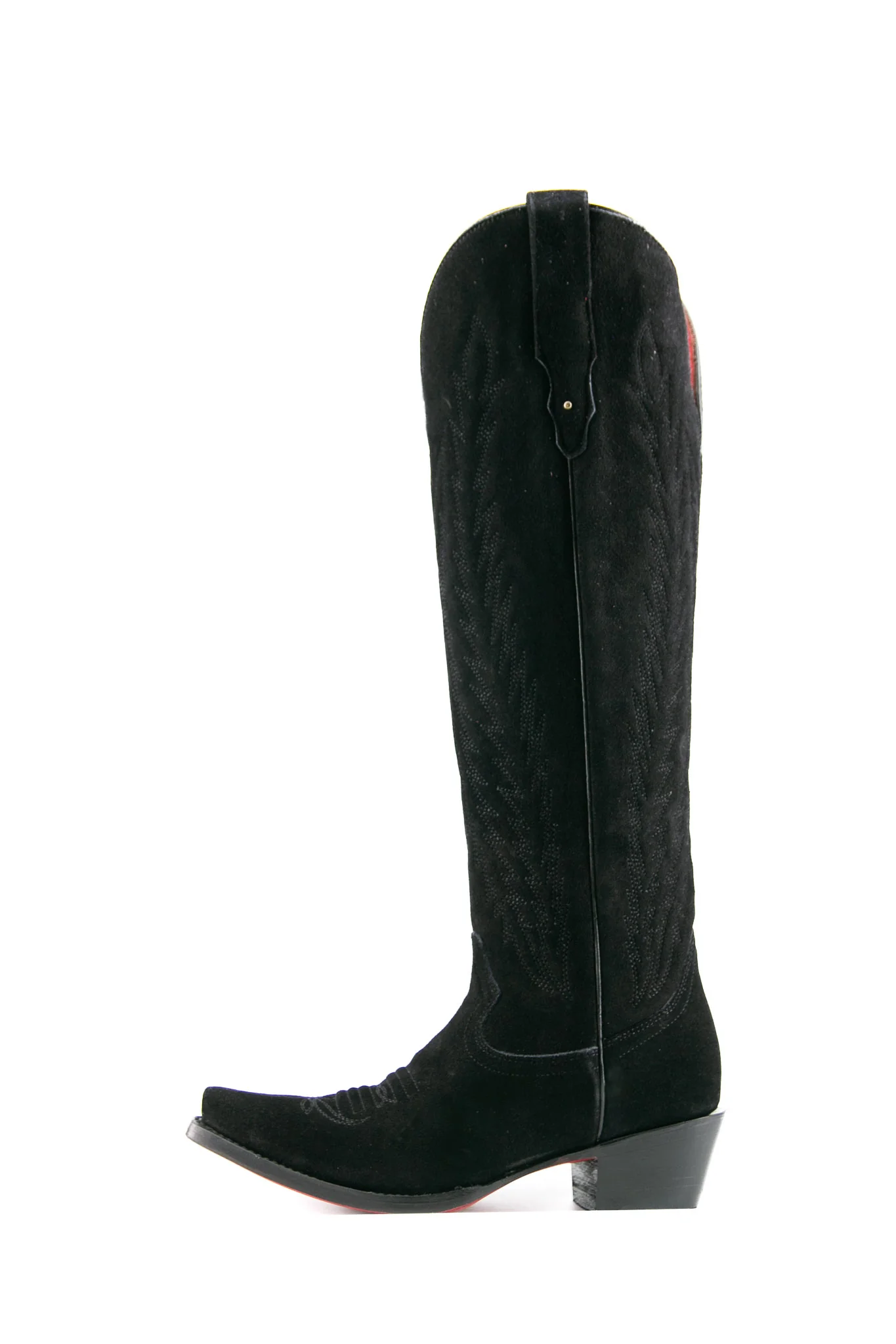 Georgina Suede Tall Red Bottom Snip Toe Cowgirl Boot - Image 7