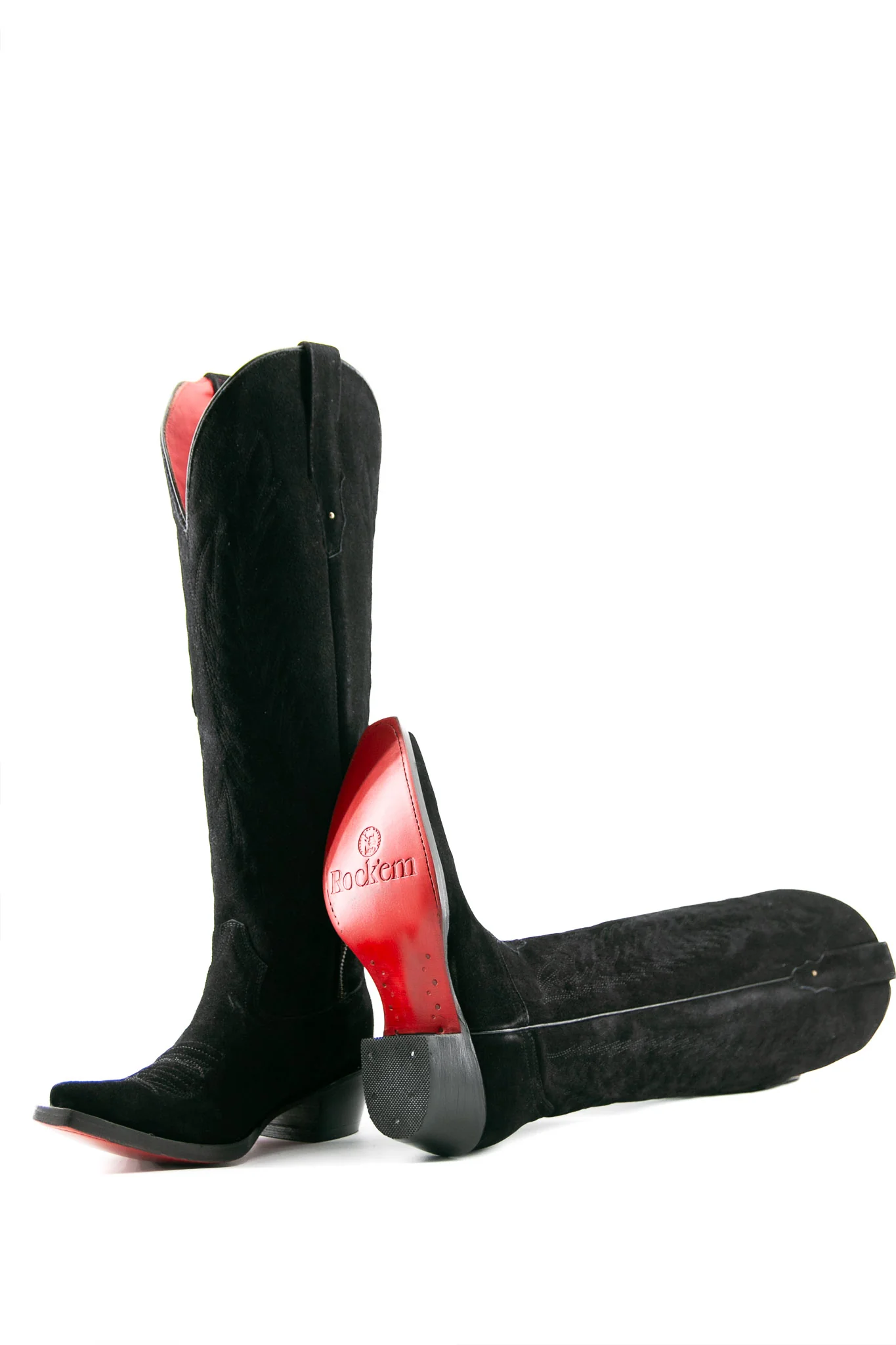 Georgina Suede Tall Red Bottom Snip Toe Cowgirl Boot - Image 9
