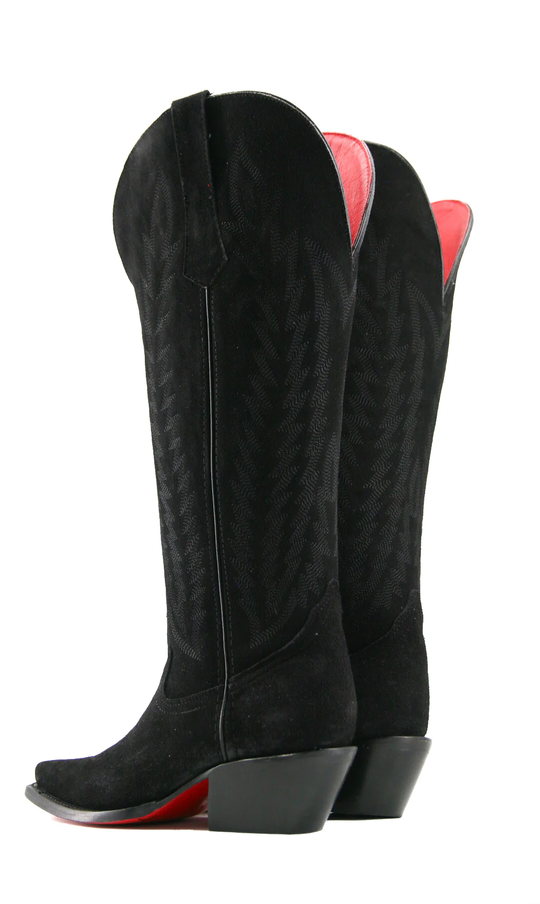 Gia Suede Tall Red Bottom Wide Calf Snip Toe Cowgirl Boot - Image 4