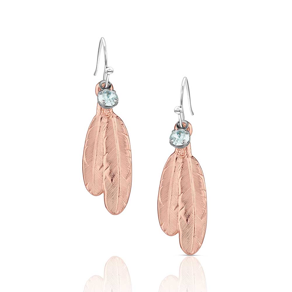 Gift of Rose Gold Freedom Feather Earrings
