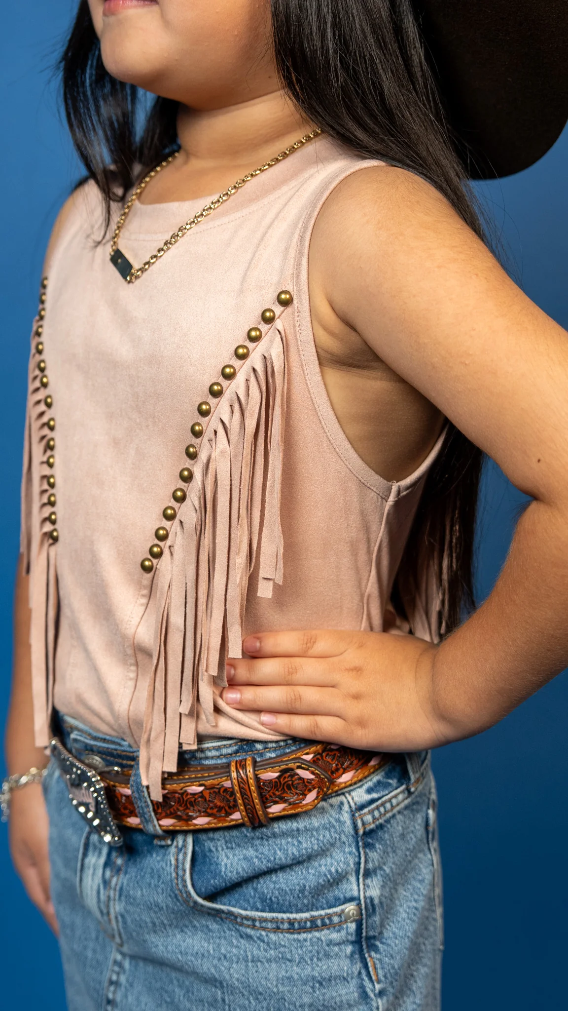 Remi Suede Front Arch Fringe Top - Image 4