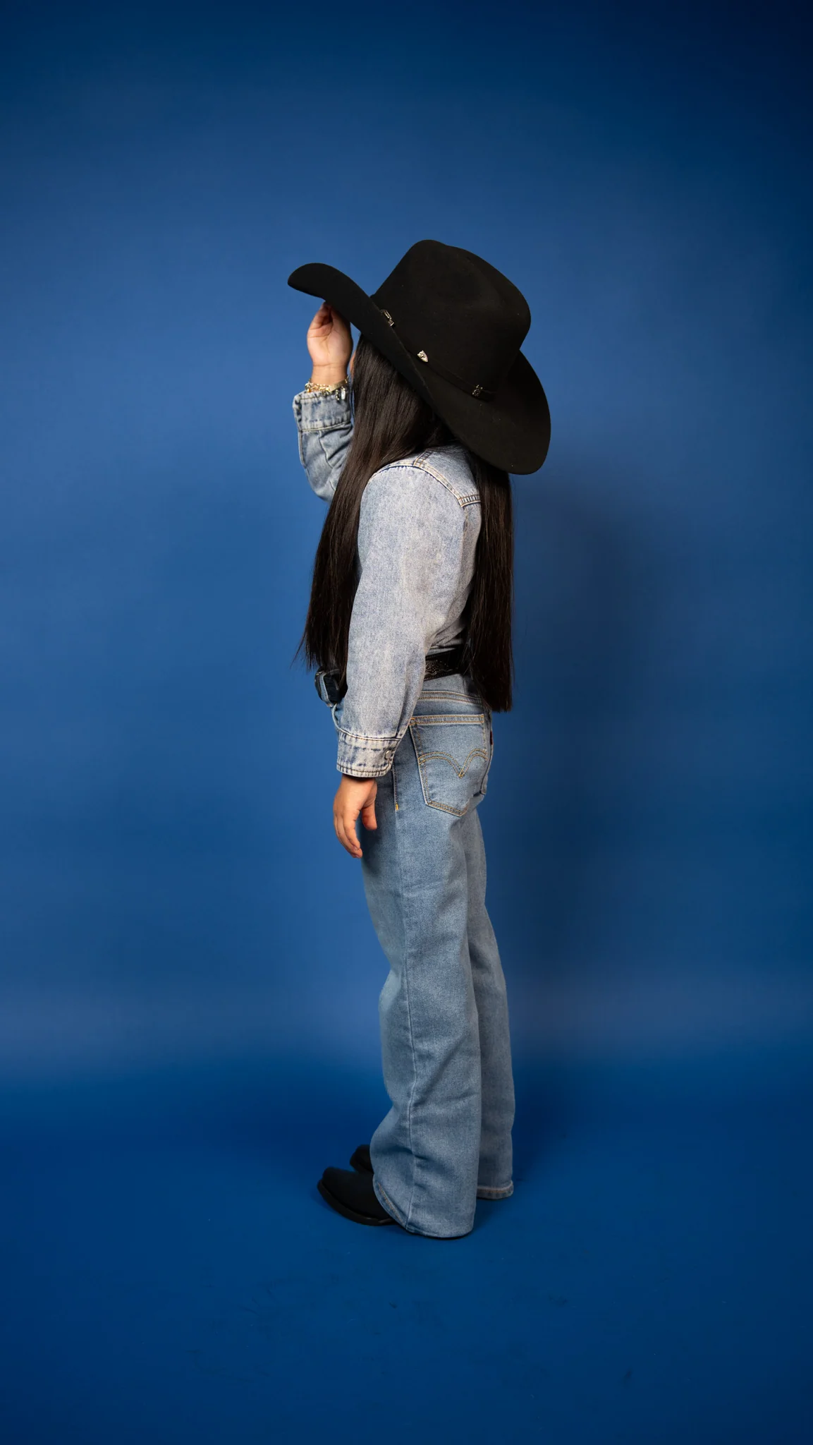 Ines Denim Pearl Snap Long Sleeve Shirt - Image 3