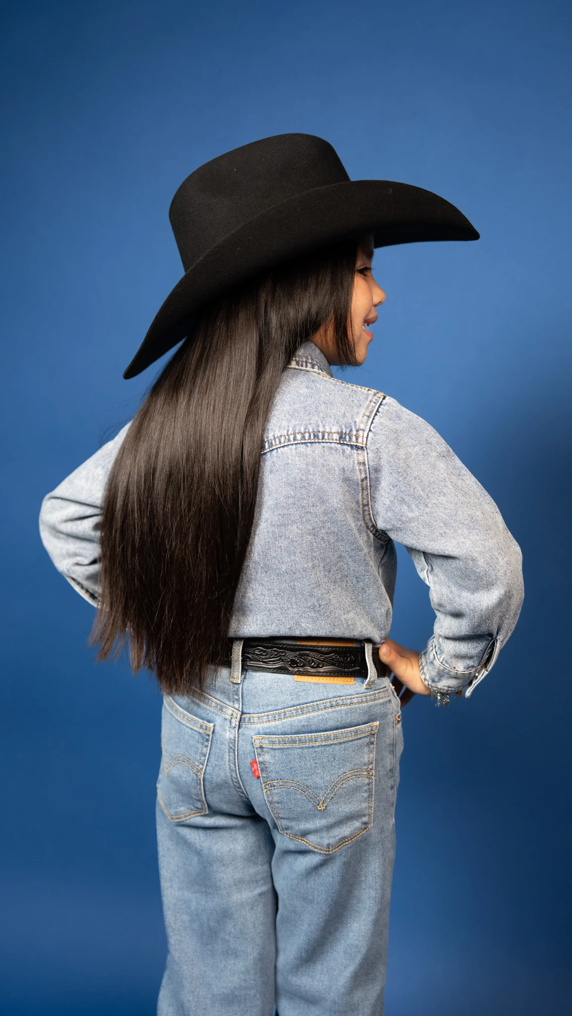 Ines Denim Pearl Snap Long Sleeve Shirt - Image 4
