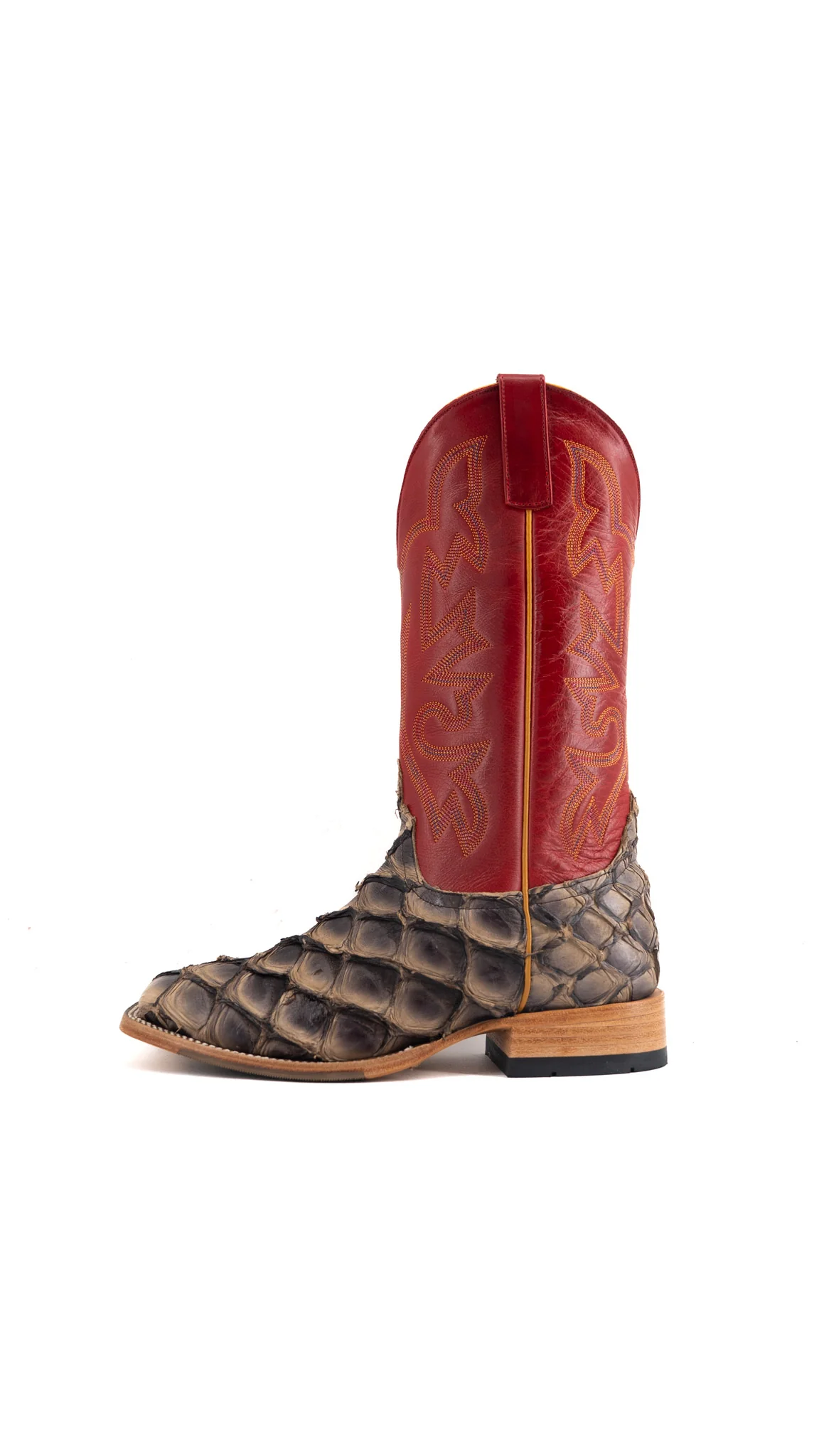 Horse Power Big Bass Pirarucu Petrified Oak Square Toe Cowboy Boot - Image 3
