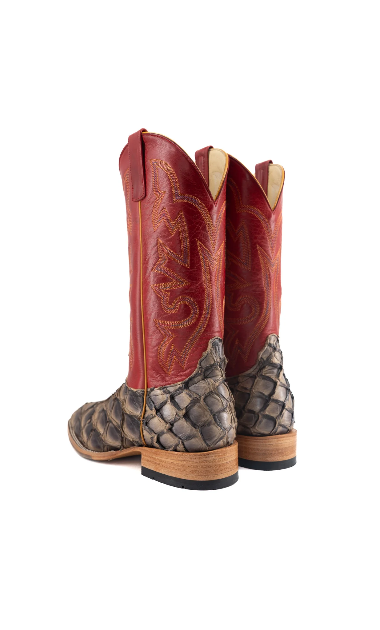 Horse Power Big Bass Pirarucu Petrified Oak Square Toe Cowboy Boot - Image 4