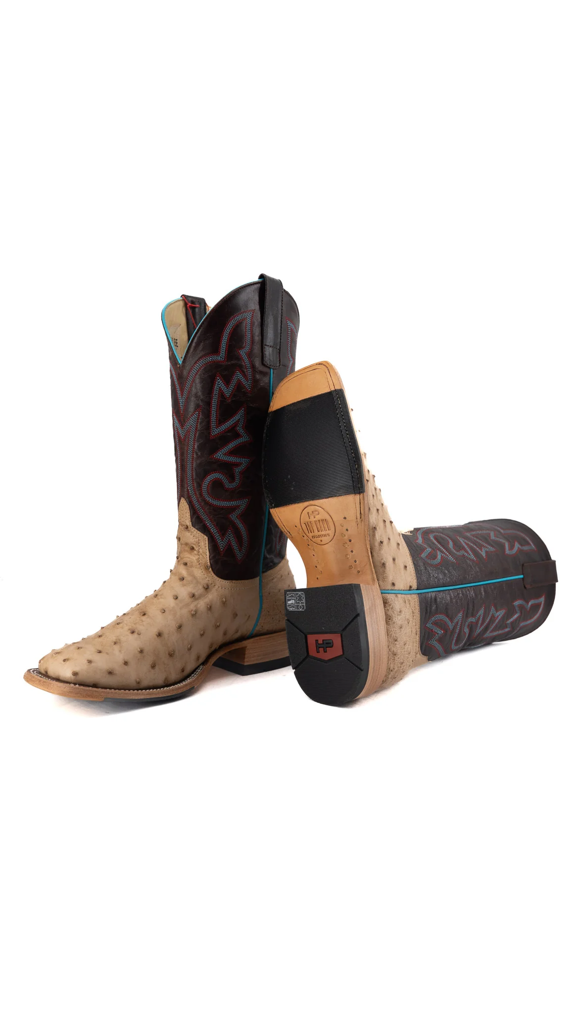 Horse Power Tan Vintage Bruciato Ostrich Square Toe Cowboy Boot - Image 4