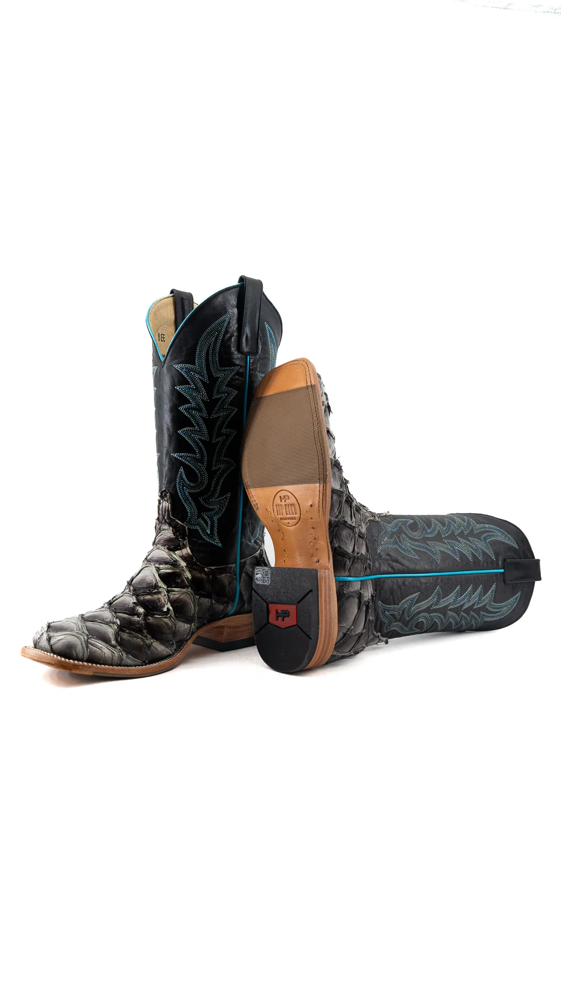 Horse Power Pirarucu Petrified Oak Square Toe Cowboy Boot - Image 4