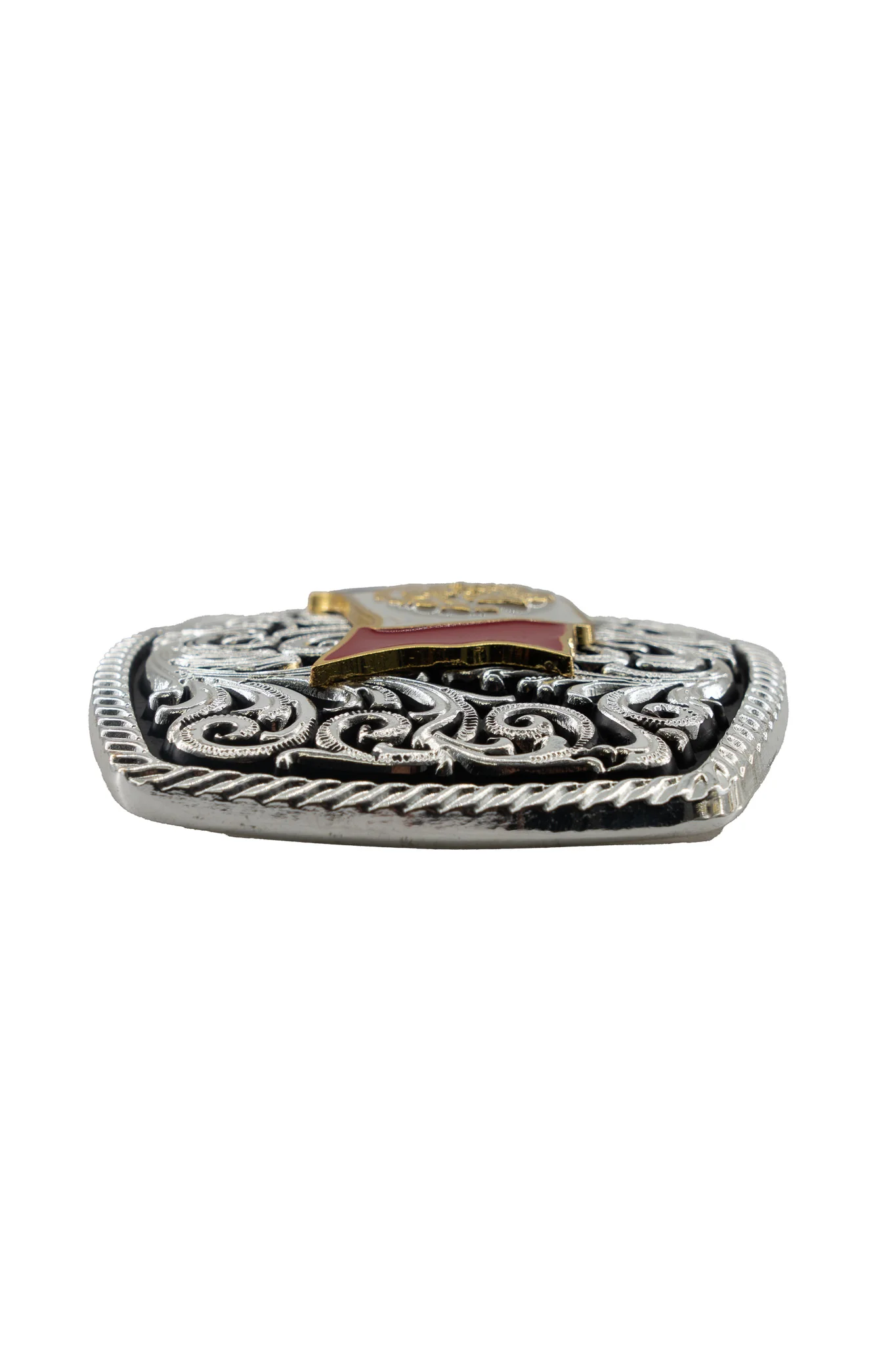 Intricate Scrollwork Mexico Flag Belt Buckle - Image 3