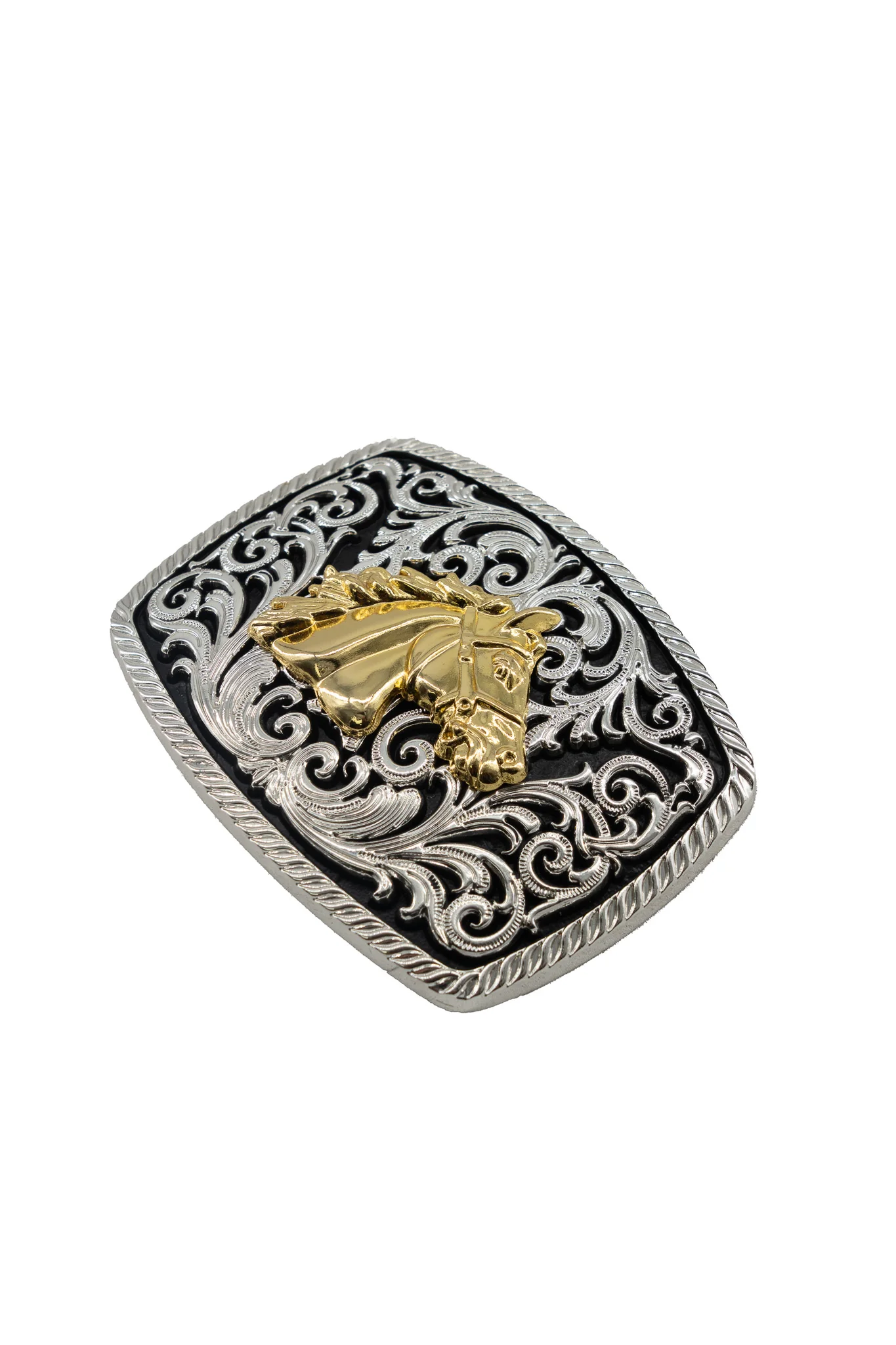 Intricate Scrollwork Noble Stallion Belt Buckle - Image 2